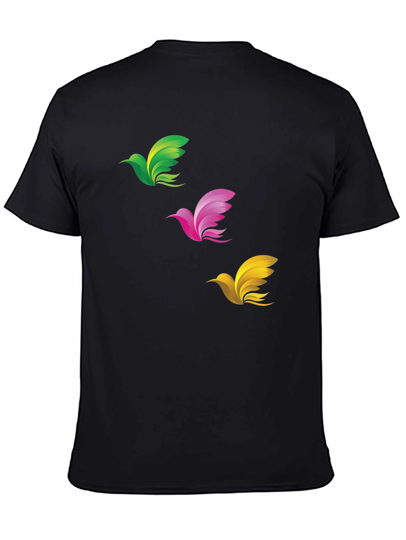 Abstract Bird Graphic Print Mens Black T-Shirt