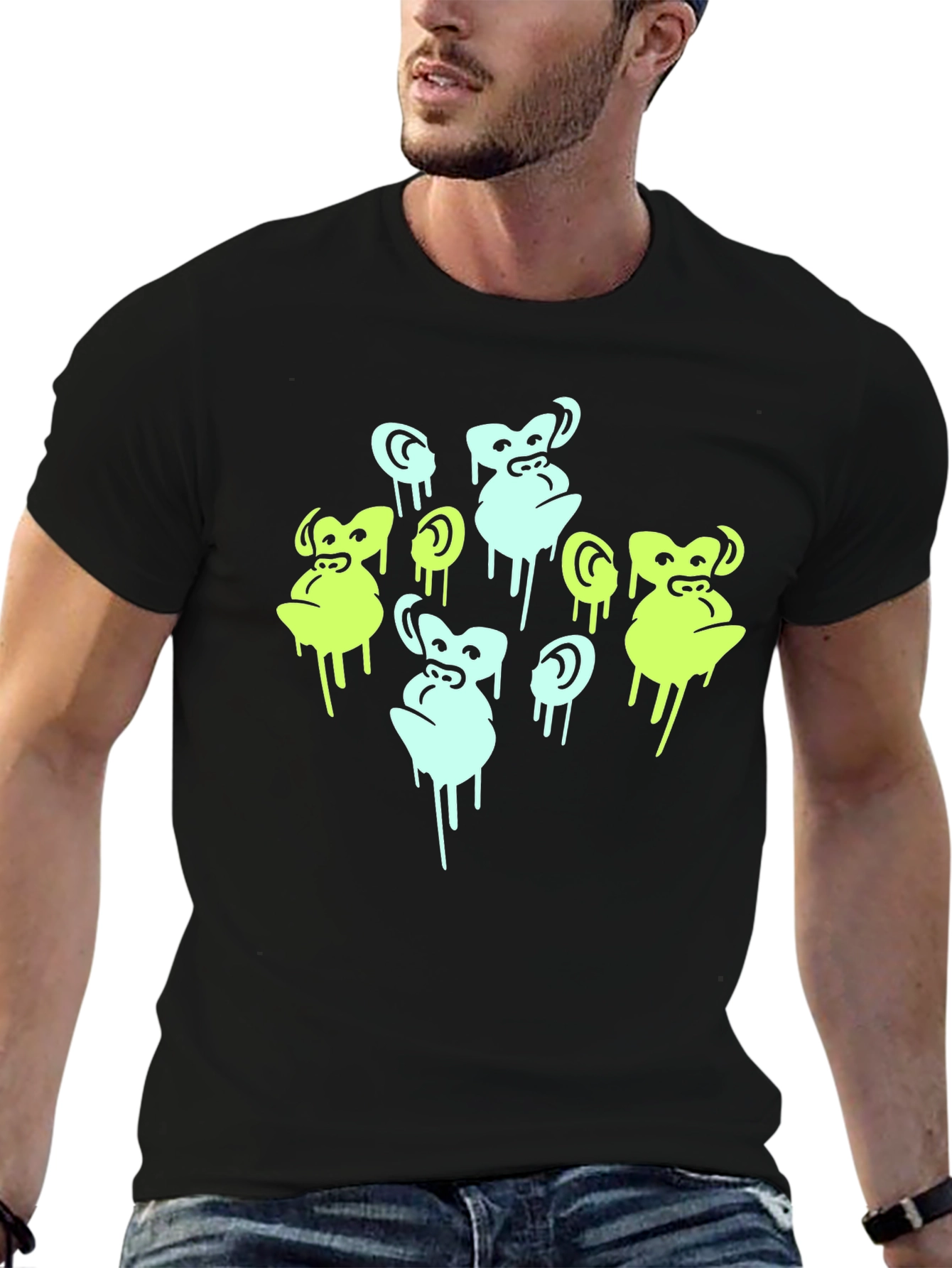 Funky Monkey Graphic Tee - Black Cotton Shirt
