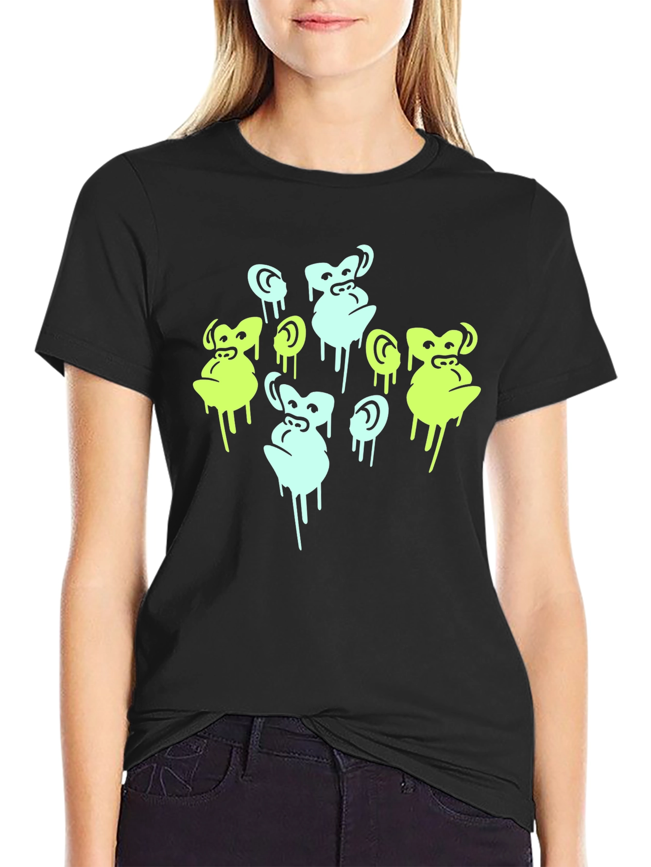 Funky Monkey Graphic Tee - Black Cotton Shirt