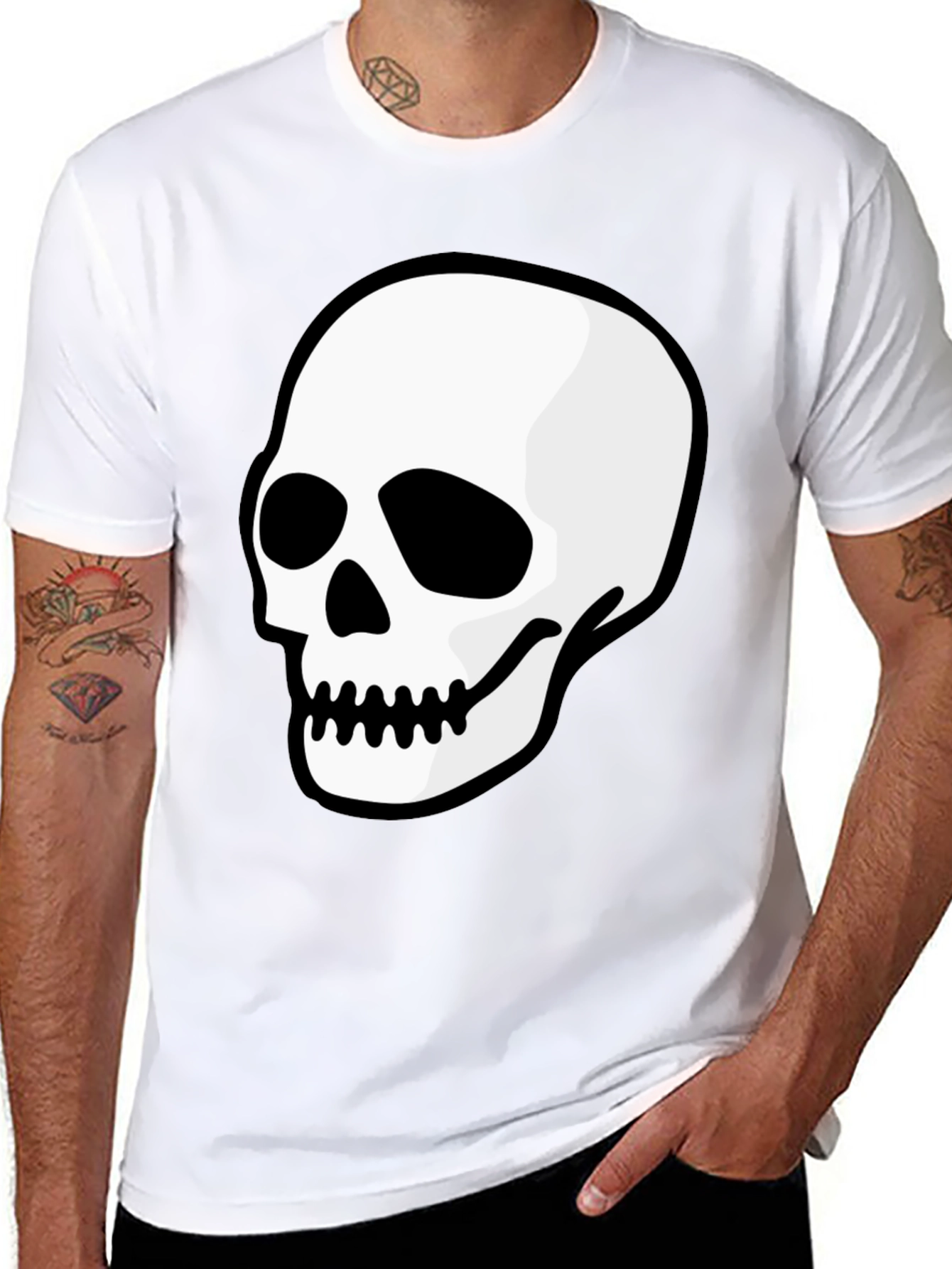Skull Graphic Black T-Shirt - Mens Casual Tee