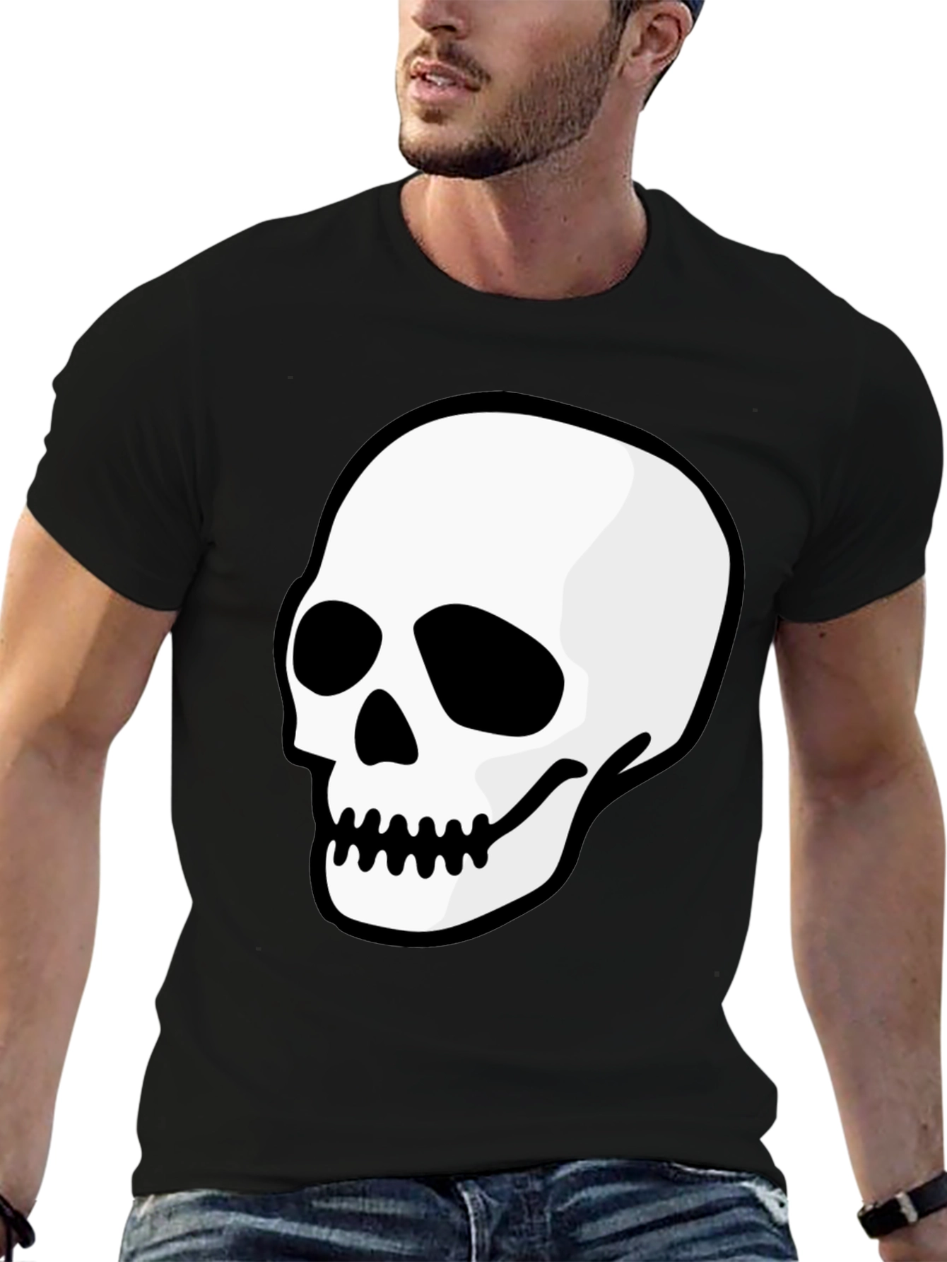 Skull Graphic Black T-Shirt - Mens Casual Tee