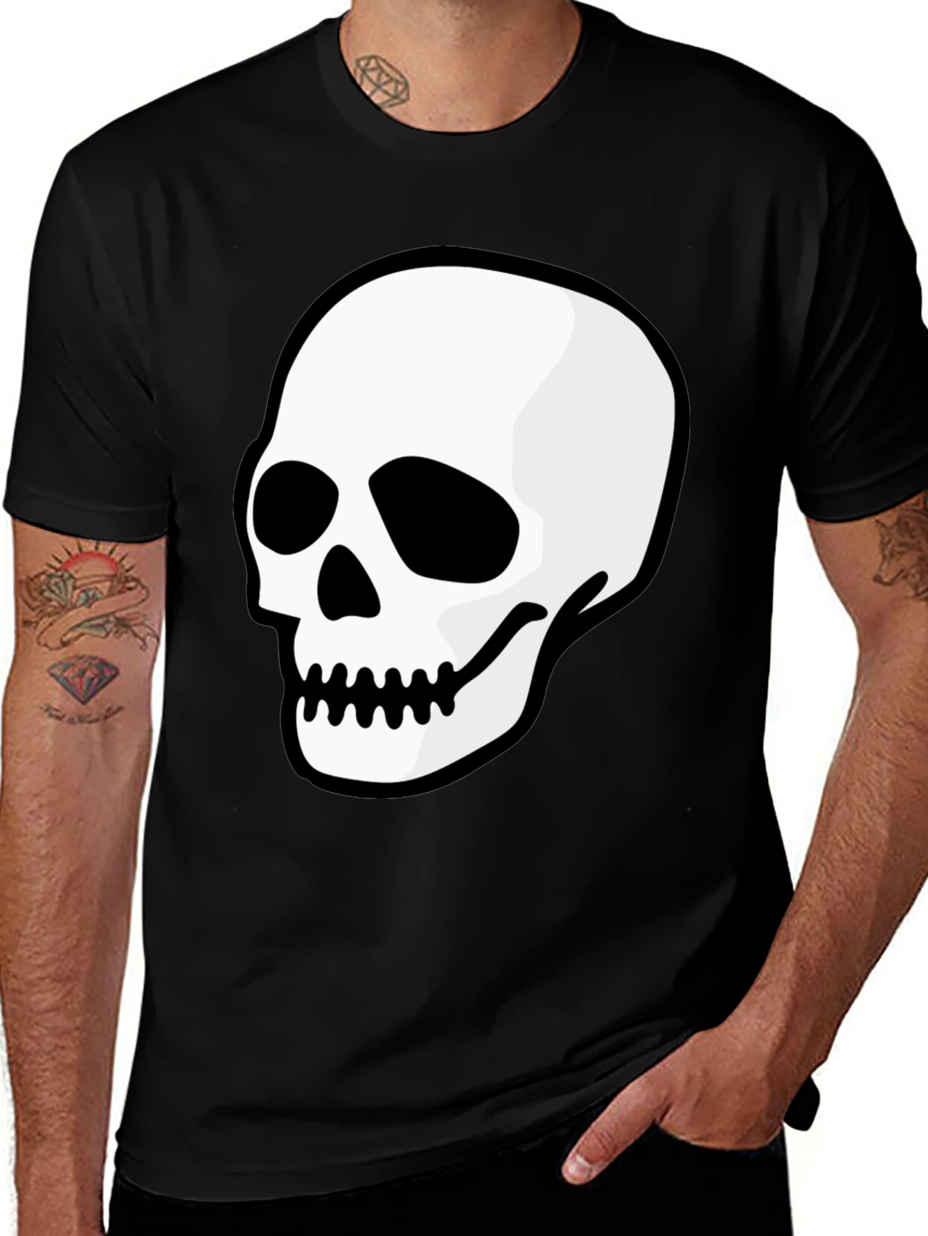 Skull Graphic Black T-Shirt - Mens Casual Tee