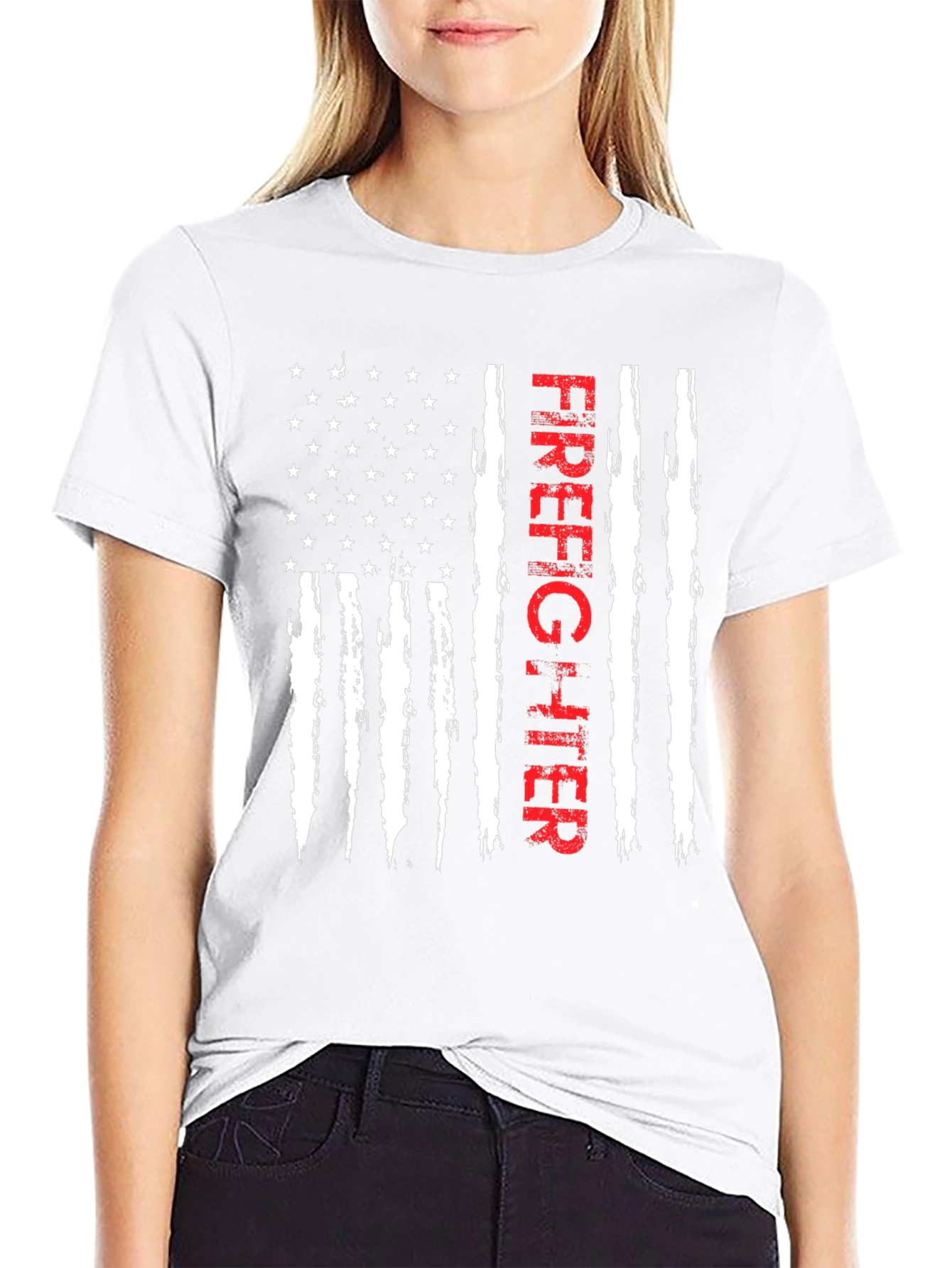 Firefighter American Flag Graphic T-Shirt