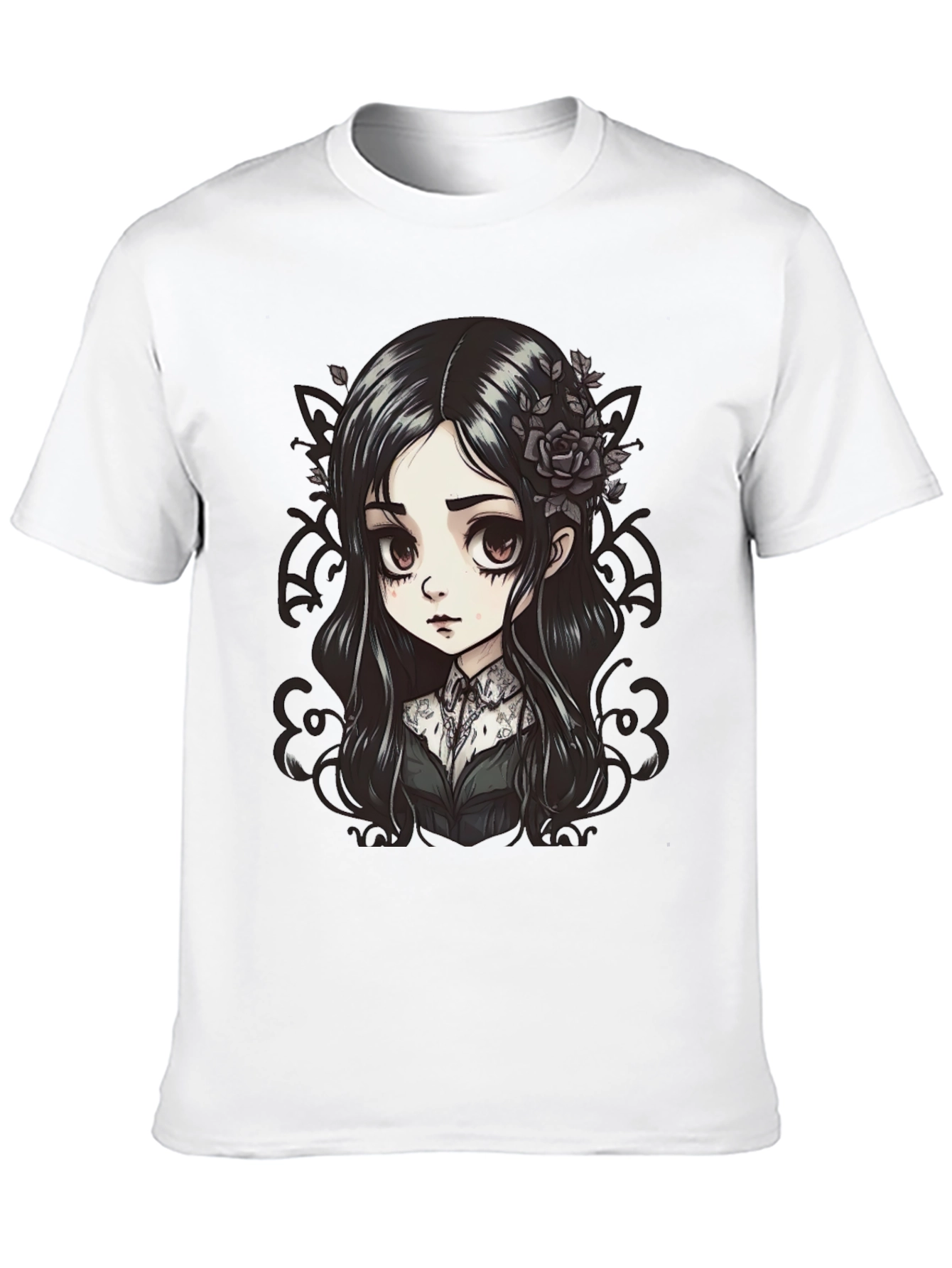 Gothic Anime Girl T-Shirt - Black