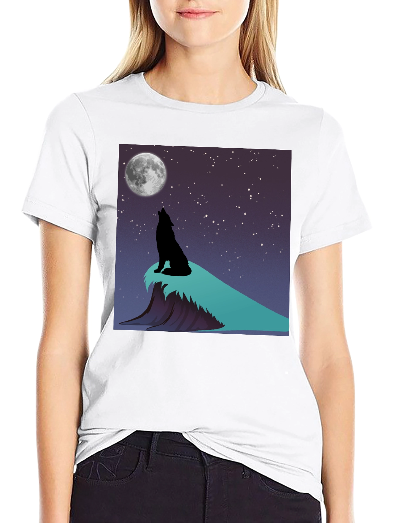 Wolf Howling at Moon Graphic T-Shirt