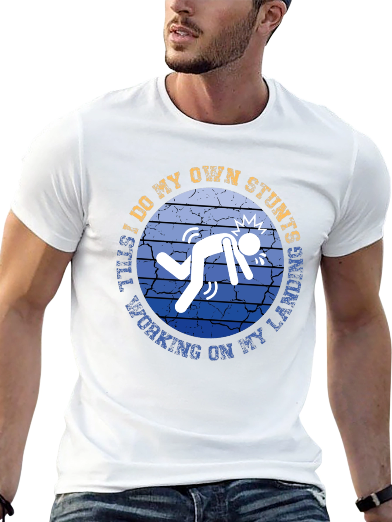 Stuntman T-Shirt - Funny Stunts Working on Landing