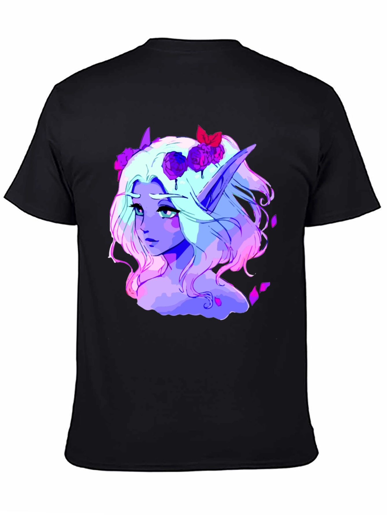 Elf Portrait Graphic Tee - Black Cotton Shirt
