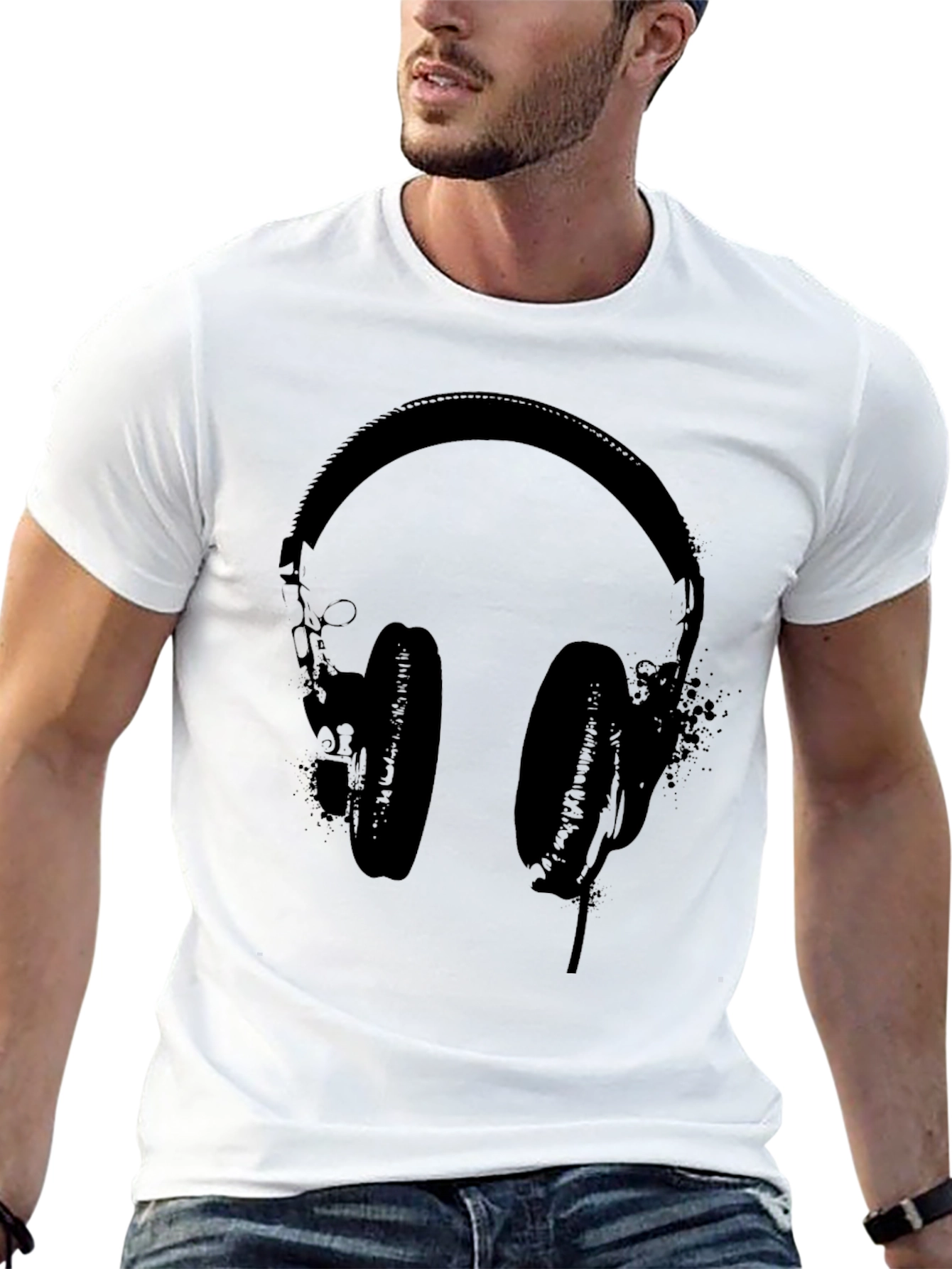 Black Headphones Graphic T-Shirt