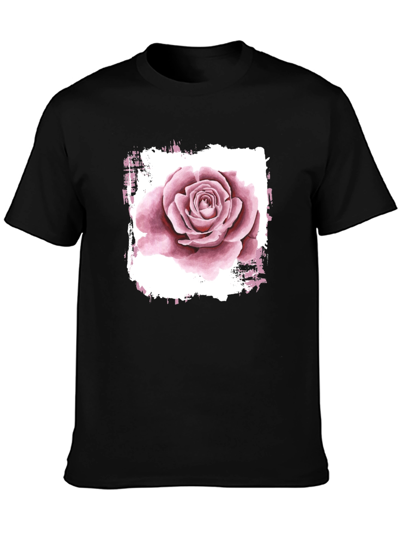 Rose Graphic Print Black T-Shirt