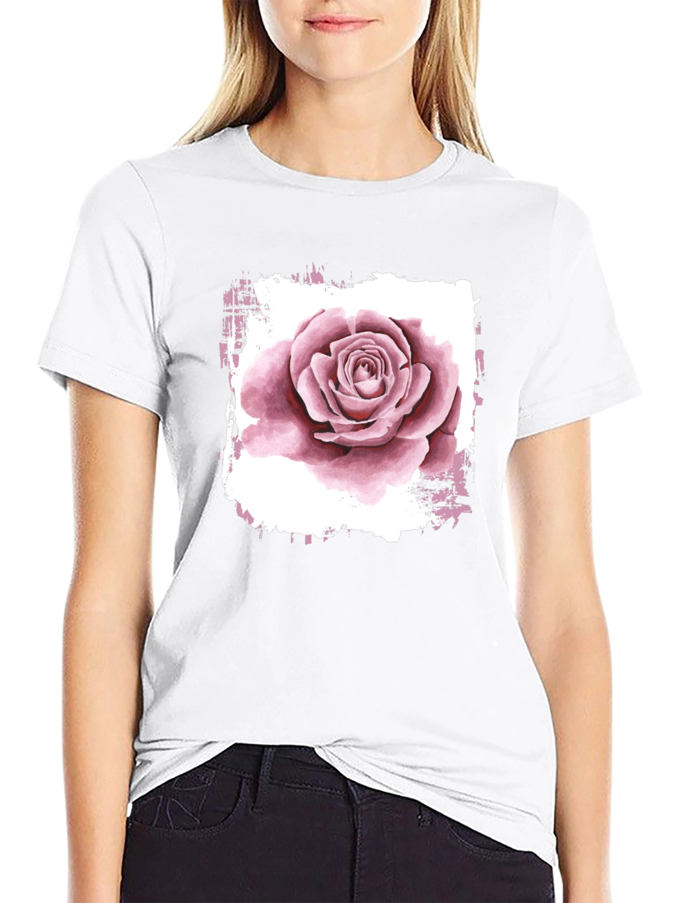 Rose Graphic Print Black T-Shirt