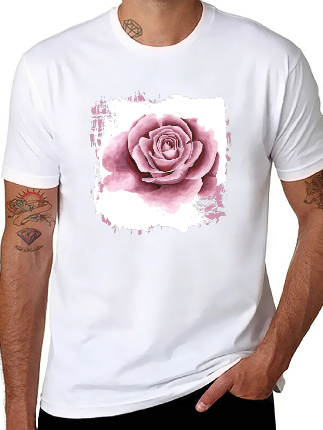 Rose Graphic Print Black T-Shirt