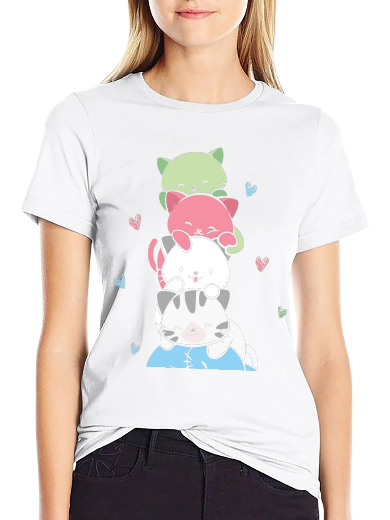 Cute Stacked Cats Graphic Tee