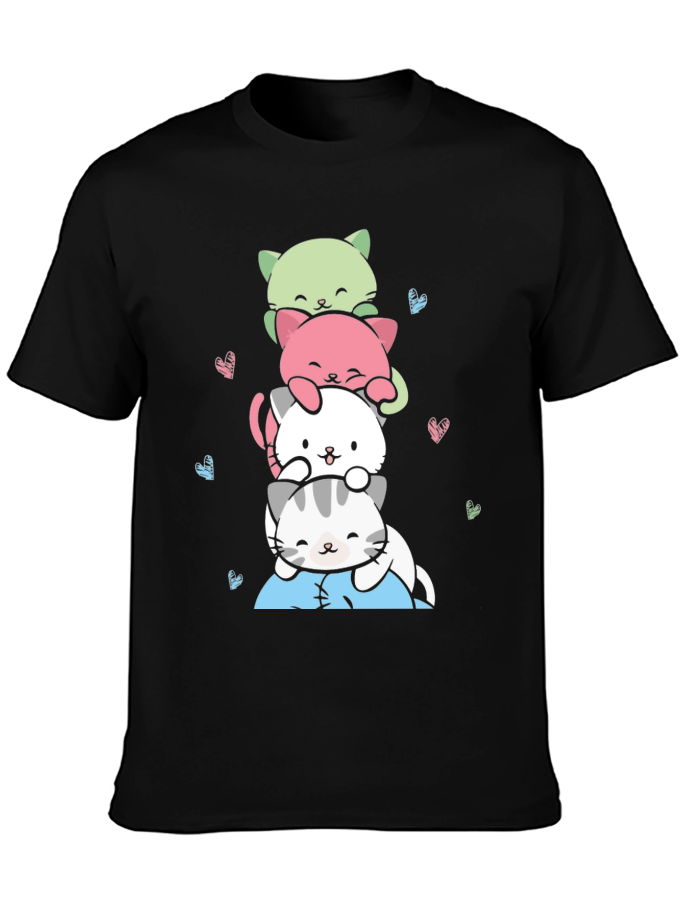 Cute Stacked Cats Graphic Tee