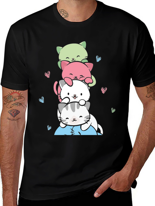 Cute Stacked Cats Graphic Tee