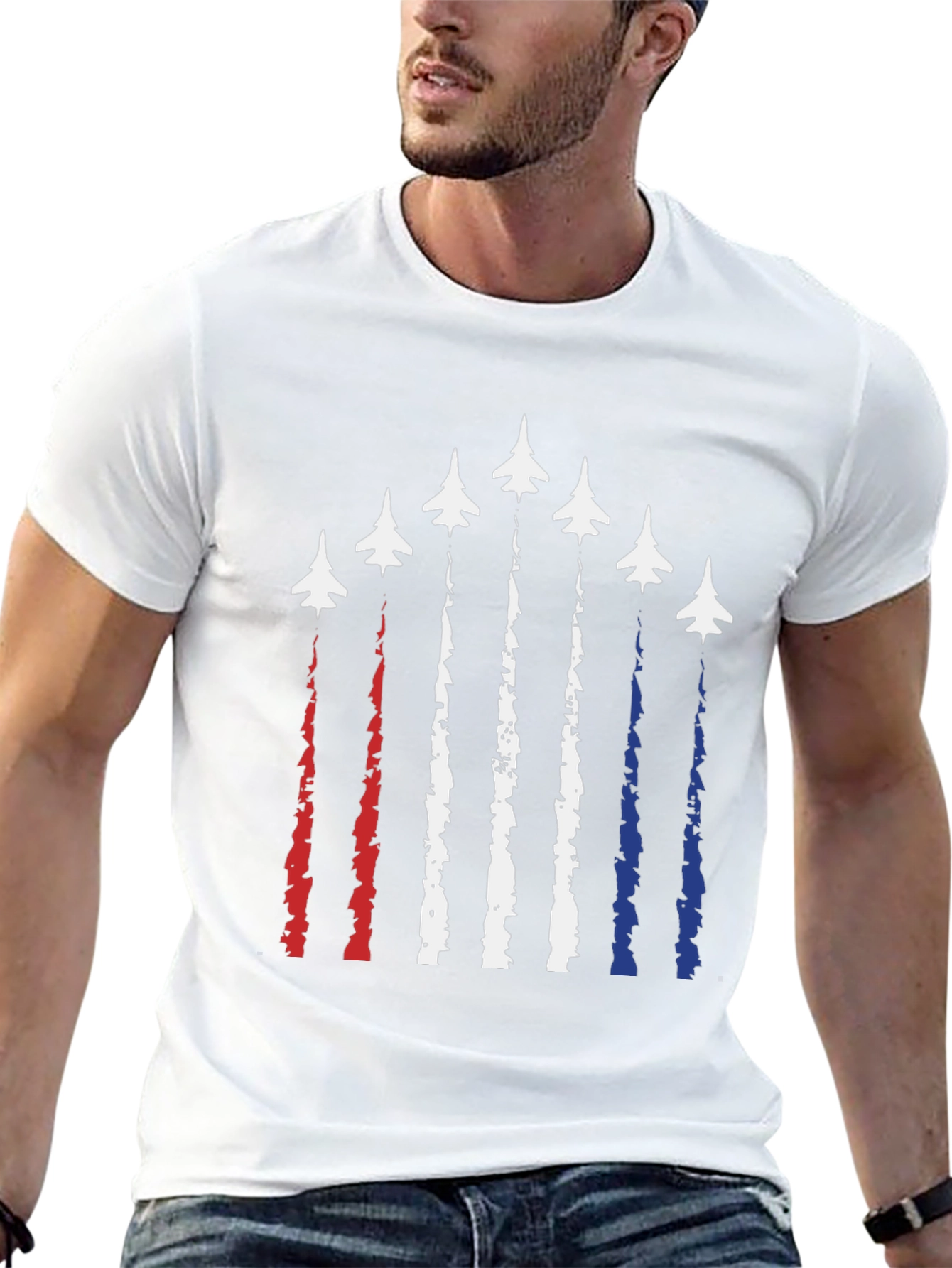 Patriotic Fighter Jet Graphic Tee