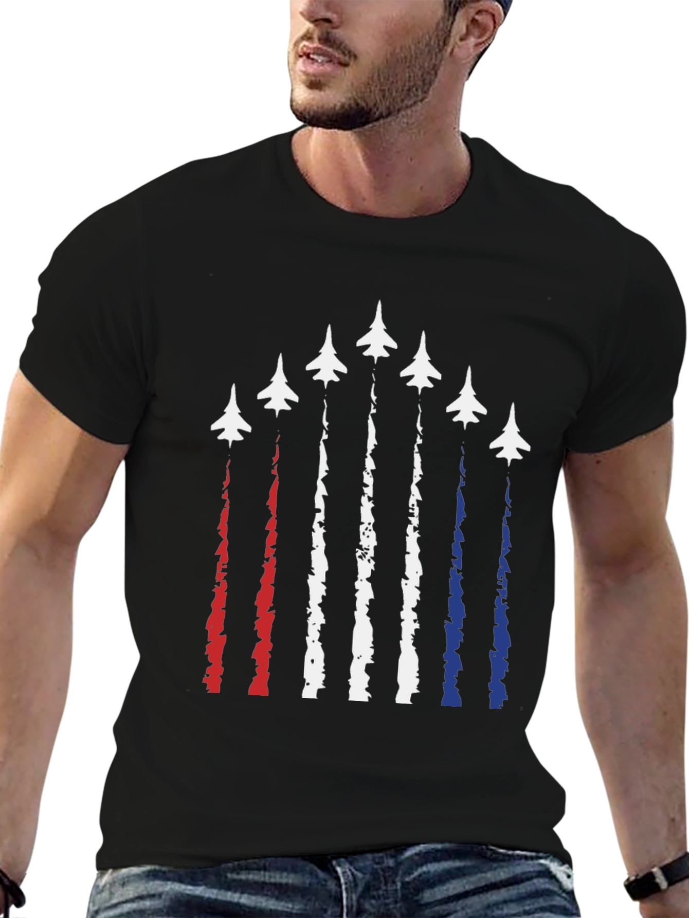 Patriotic Fighter Jet Graphic Tee
