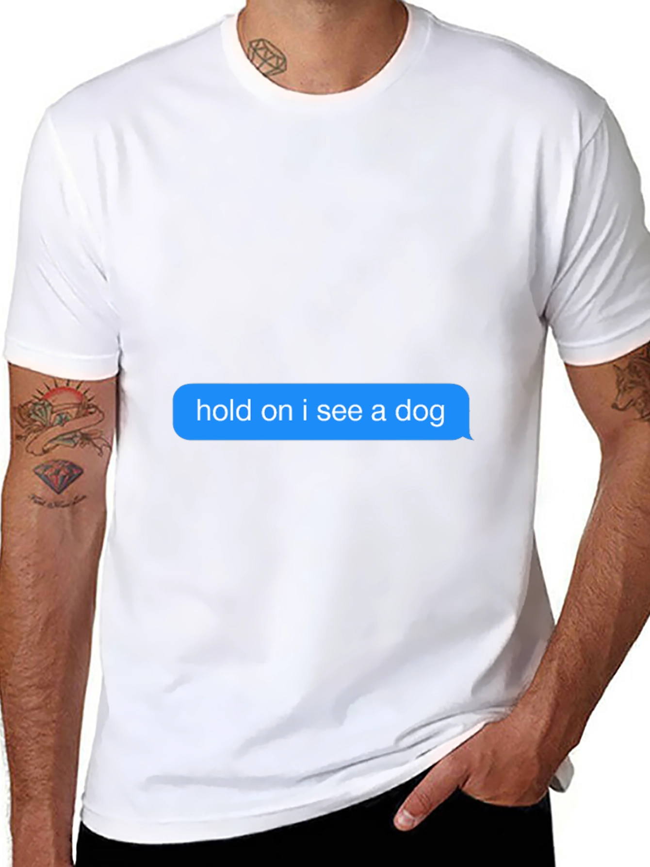 Hold on I see a dog Black T-Shirt