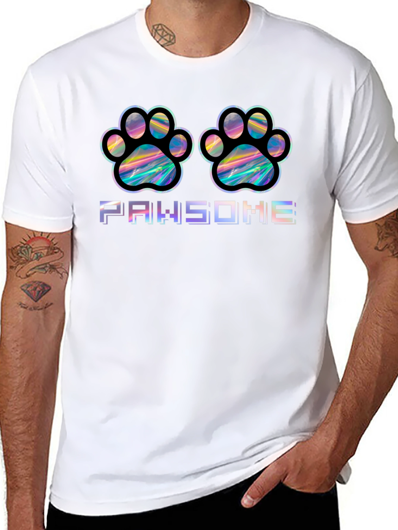 Pawsome Holographic Paw Print T-Shirt