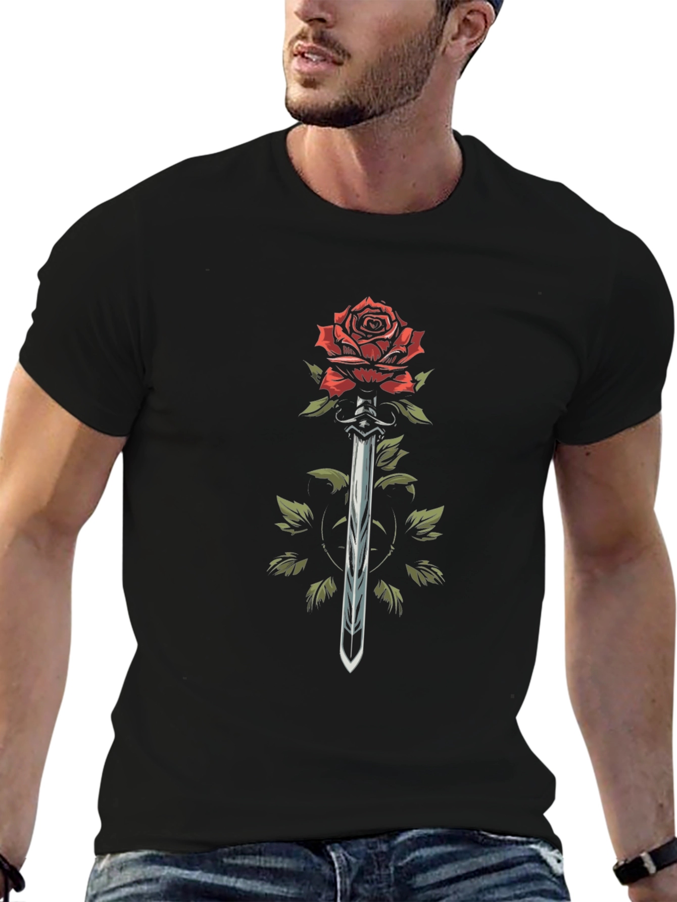 Rose and Sword Graphic T-Shirt