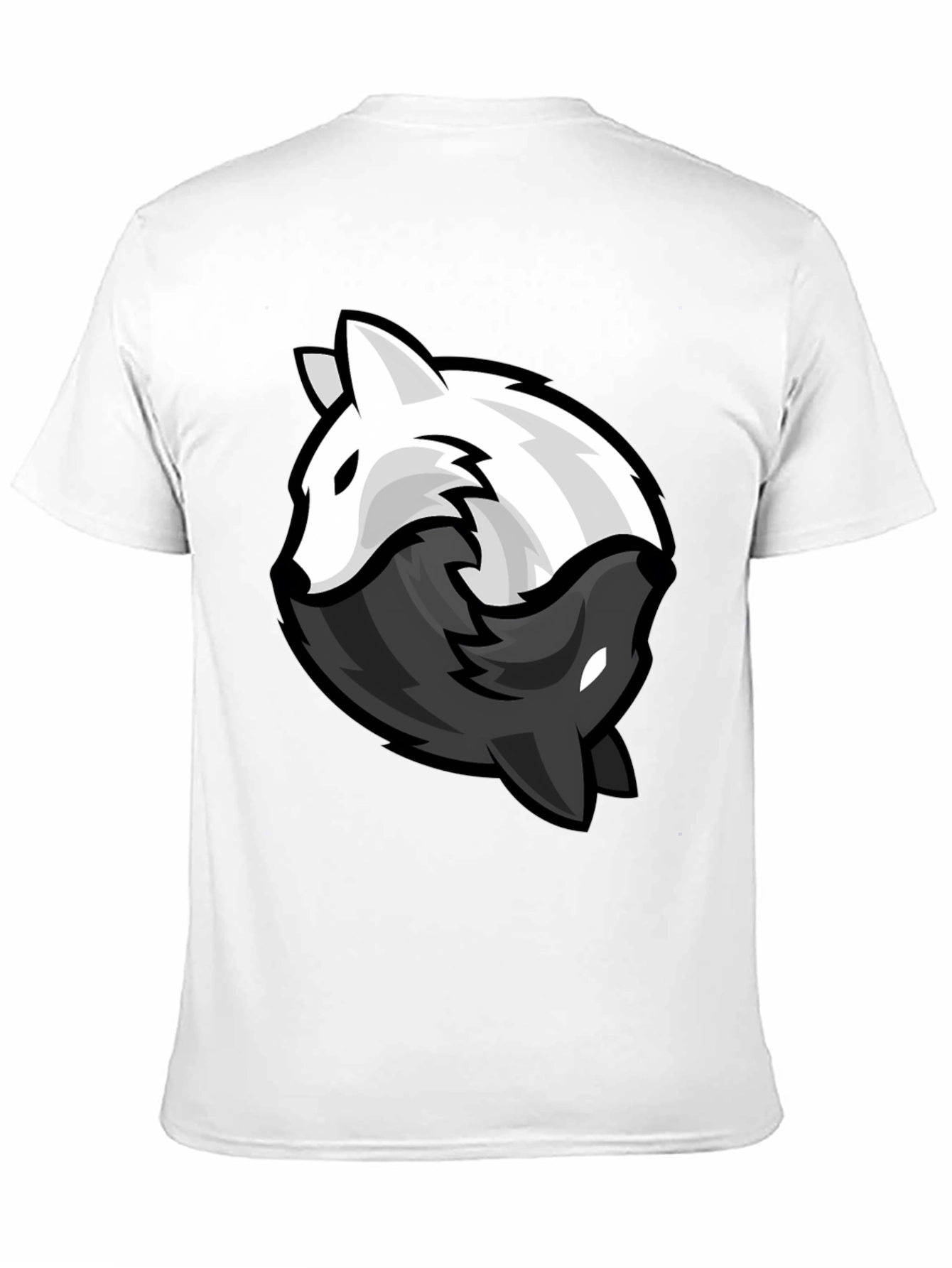 Yin Yang Wolves Graphic Tee - Black Cotton Blend