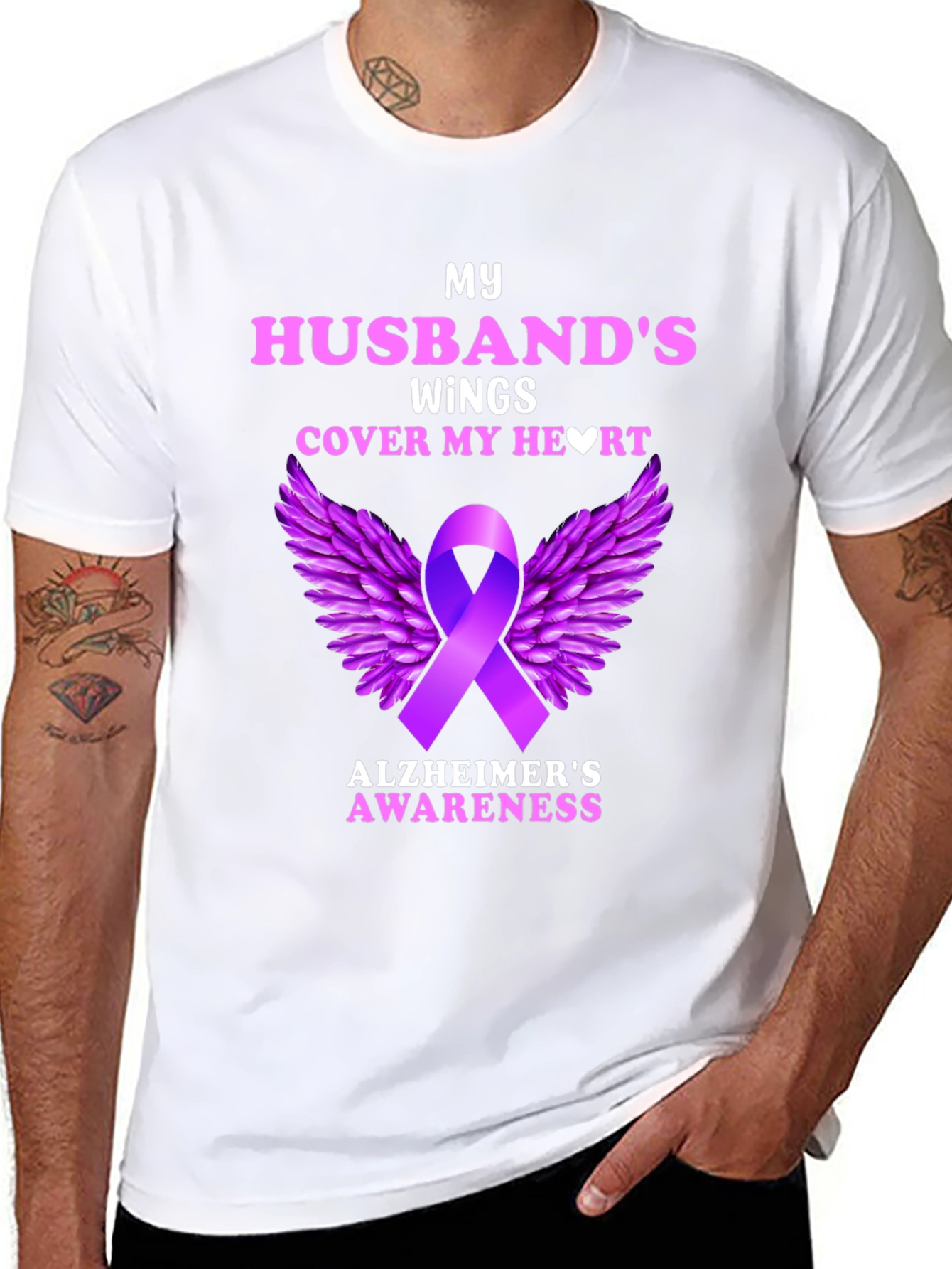 Alzheimers Awareness Husband Wings T-Shirt