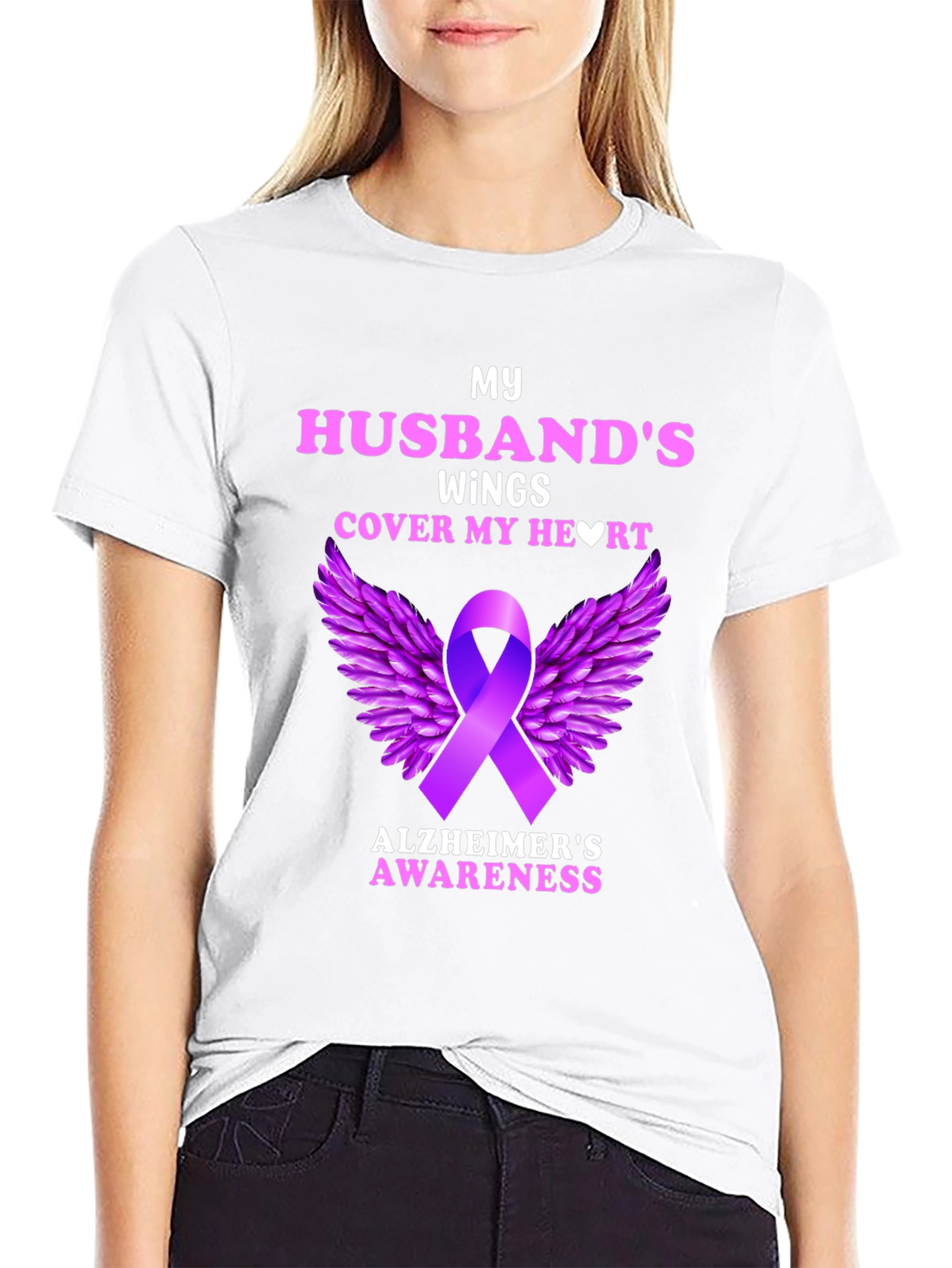 Alzheimers Awareness Husband Wings T-Shirt