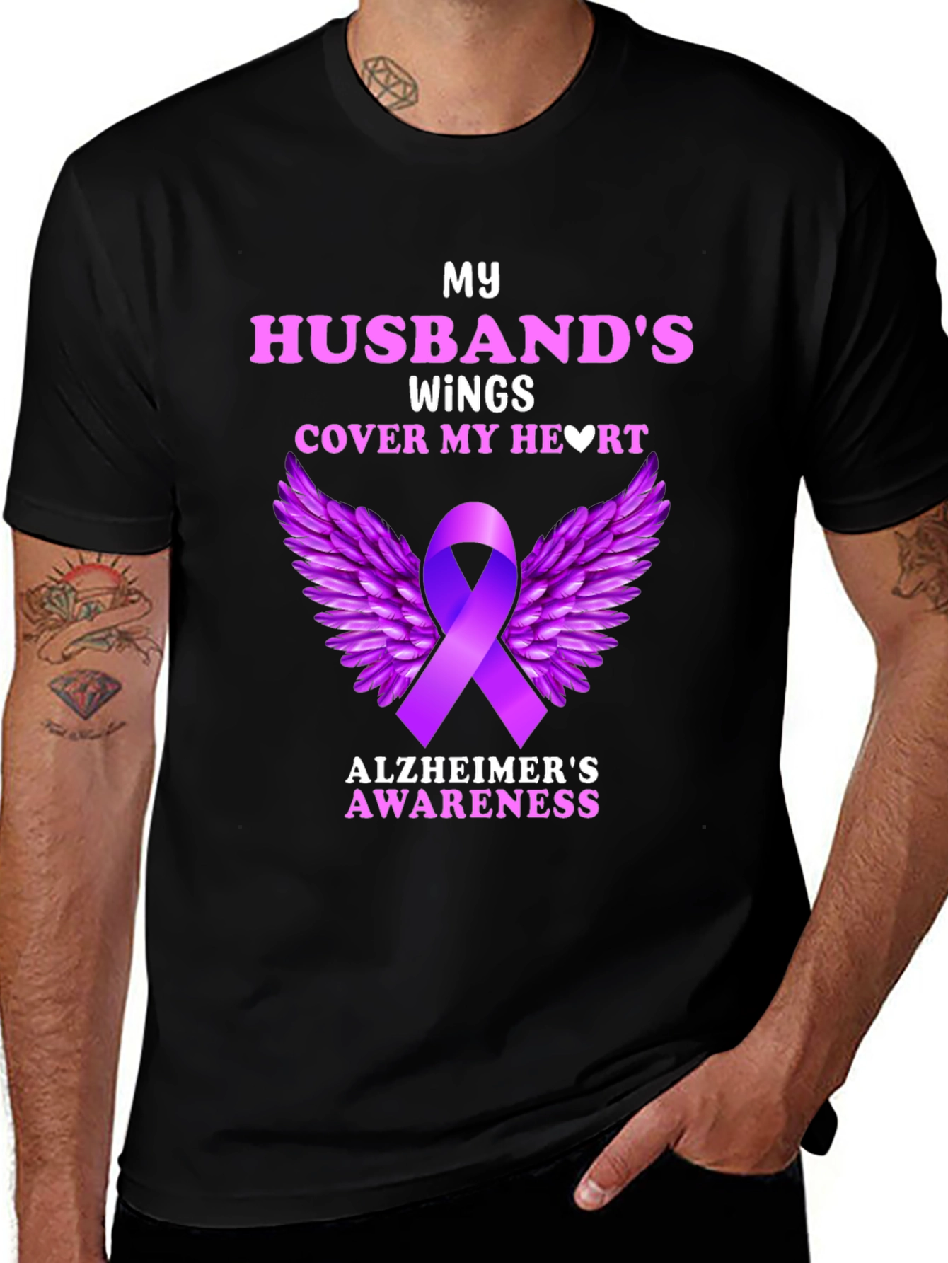 Alzheimers Awareness Husband Wings T-Shirt