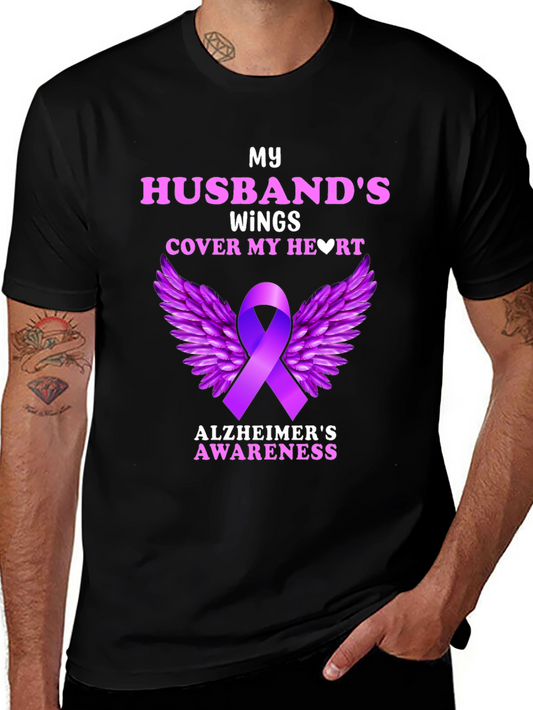 Alzheimers Awareness Husband Wings T-Shirt