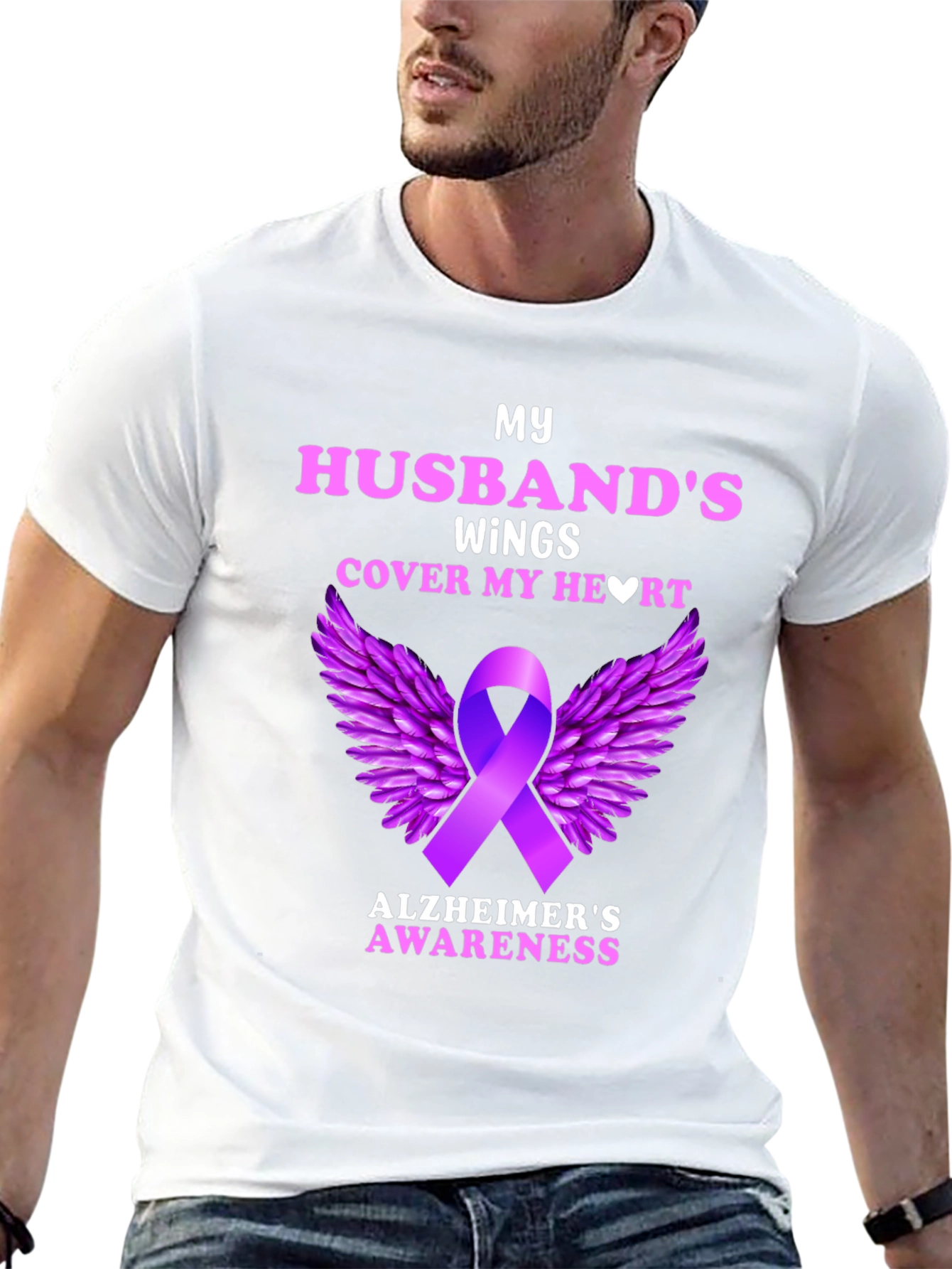 Alzheimers Awareness Husband Wings T-Shirt