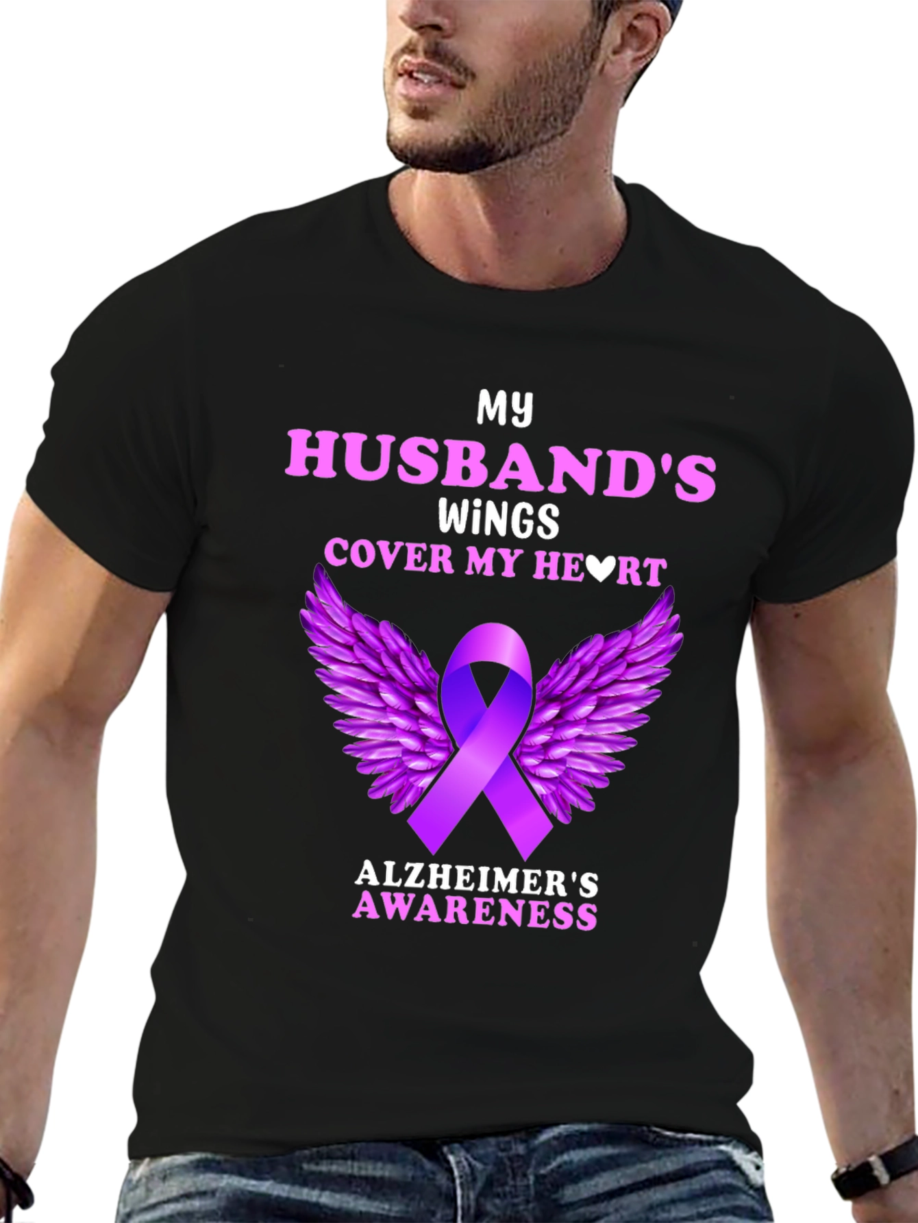 Alzheimers Awareness Husband Wings T-Shirt