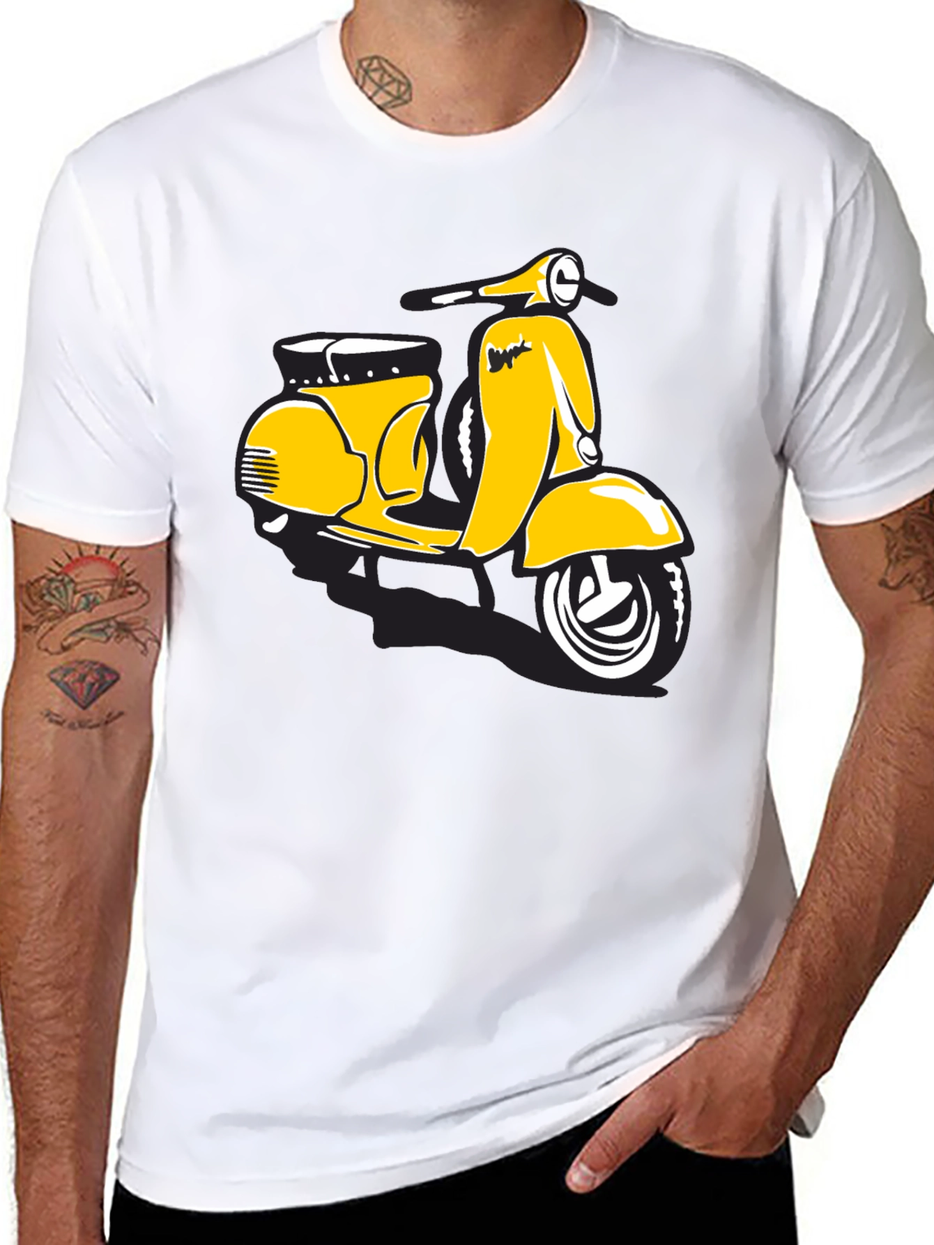 Retro Scooter Graphic T-Shirt - Black