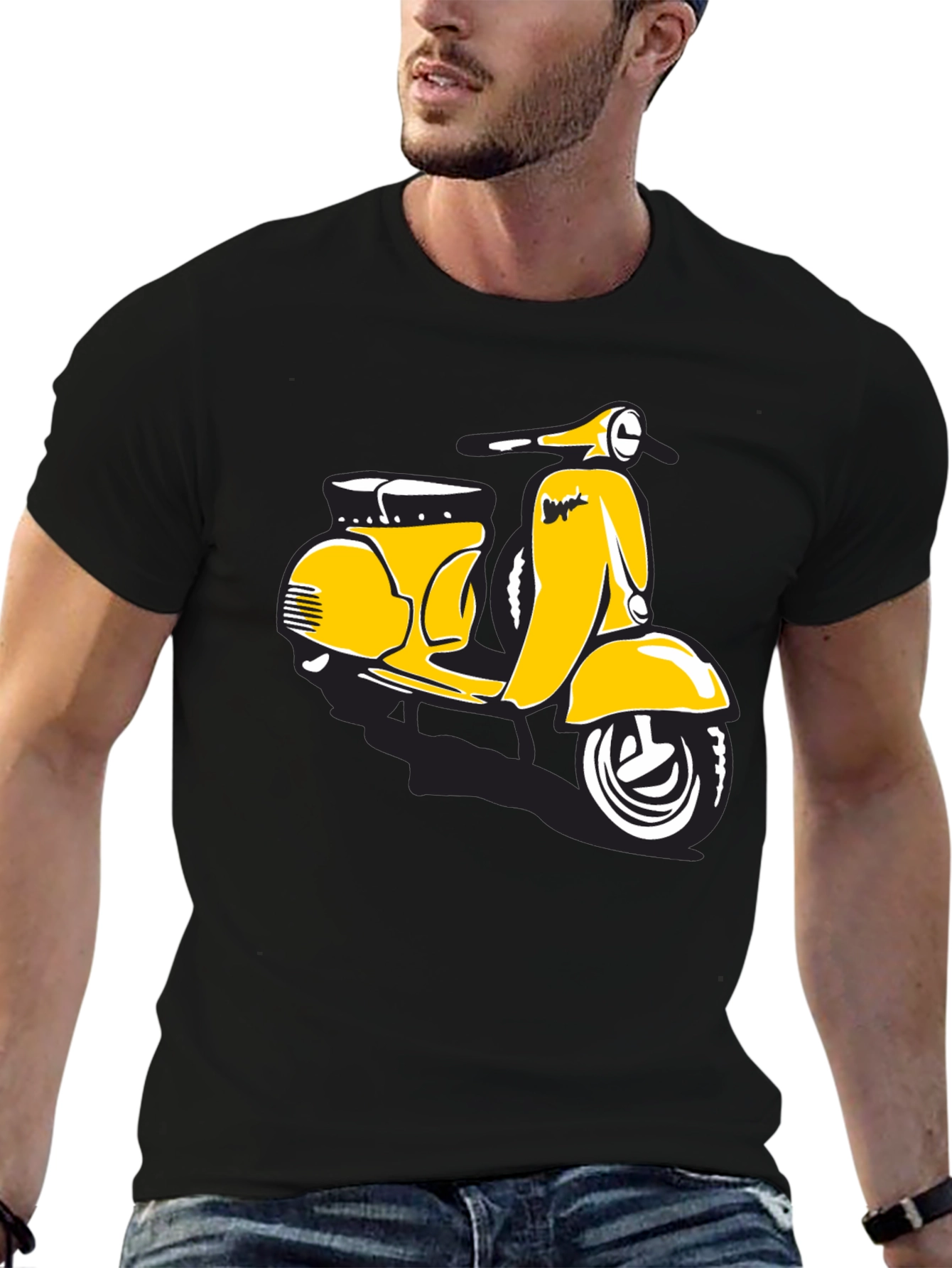 Retro Scooter Graphic T-Shirt - Black