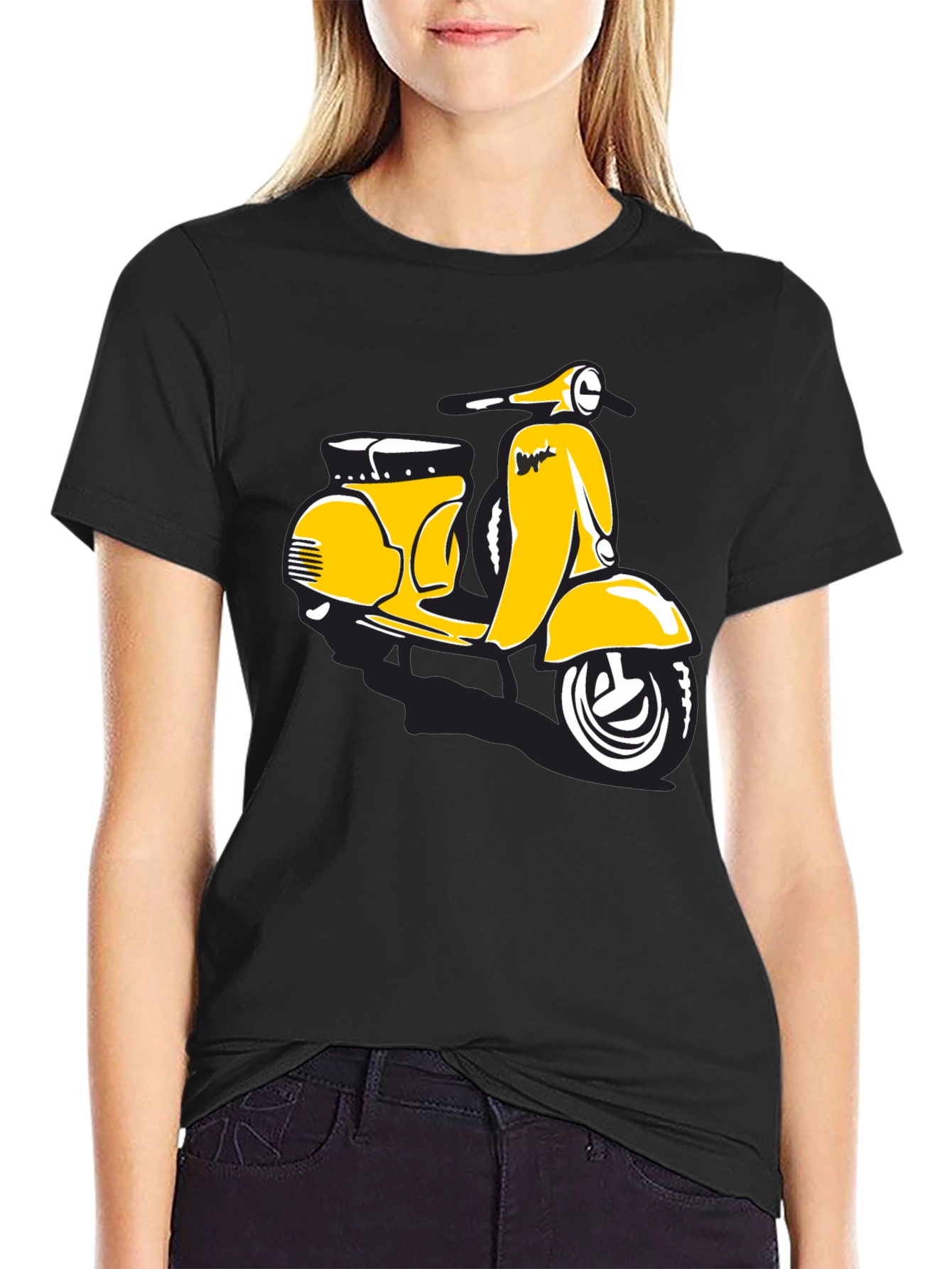 Retro Scooter Graphic T-Shirt - Black