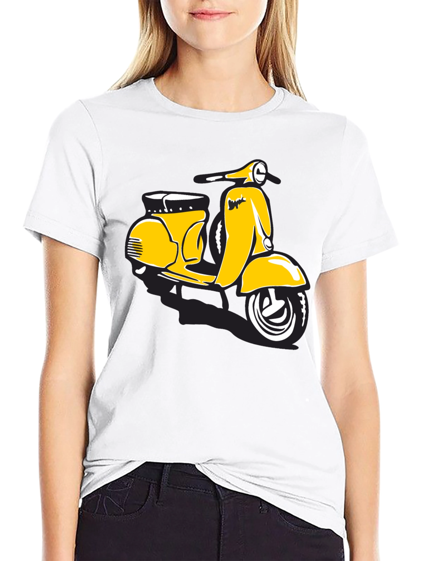 Retro Scooter Graphic T-Shirt - Black
