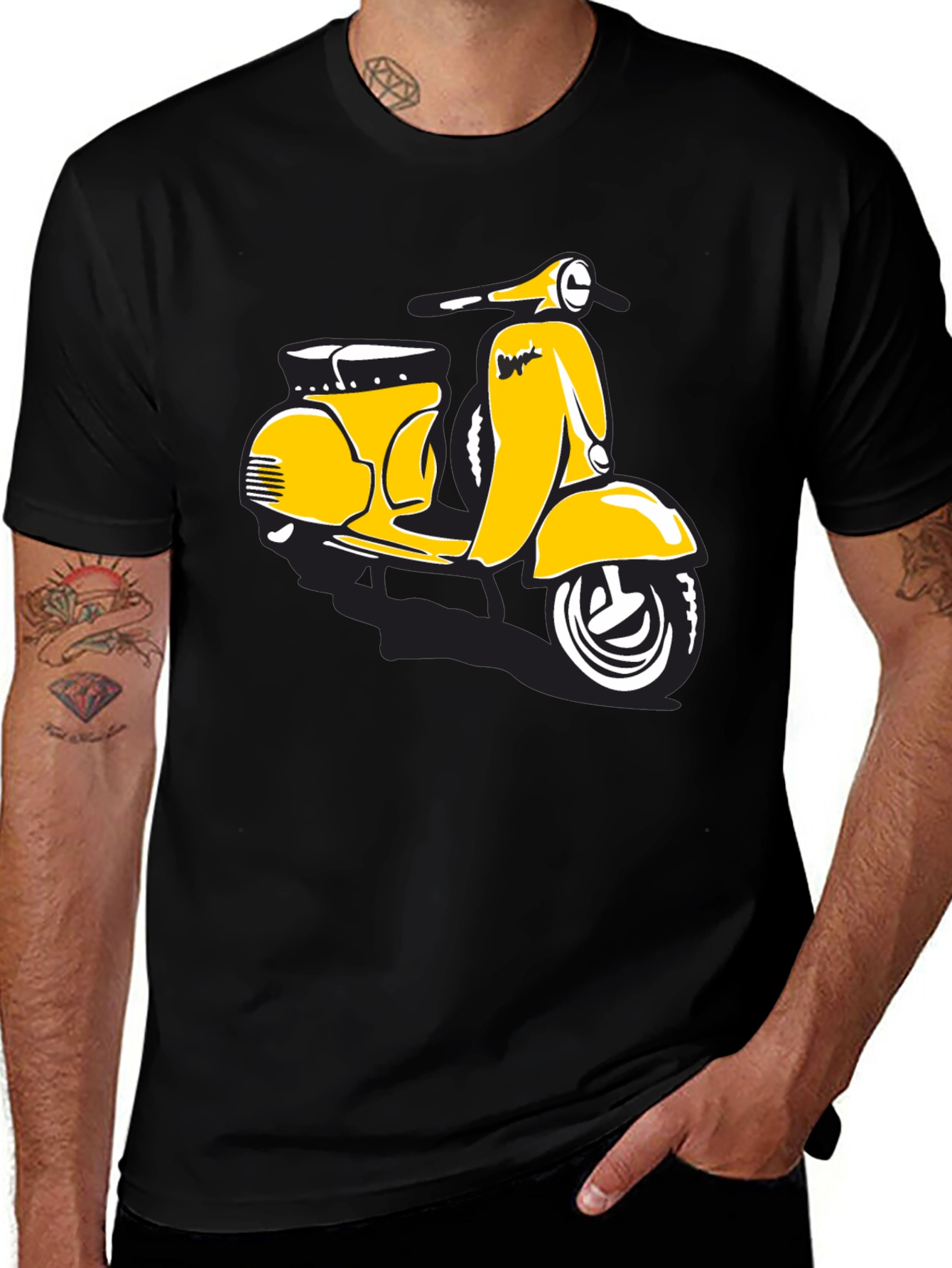 Retro Scooter Graphic T-Shirt - Black