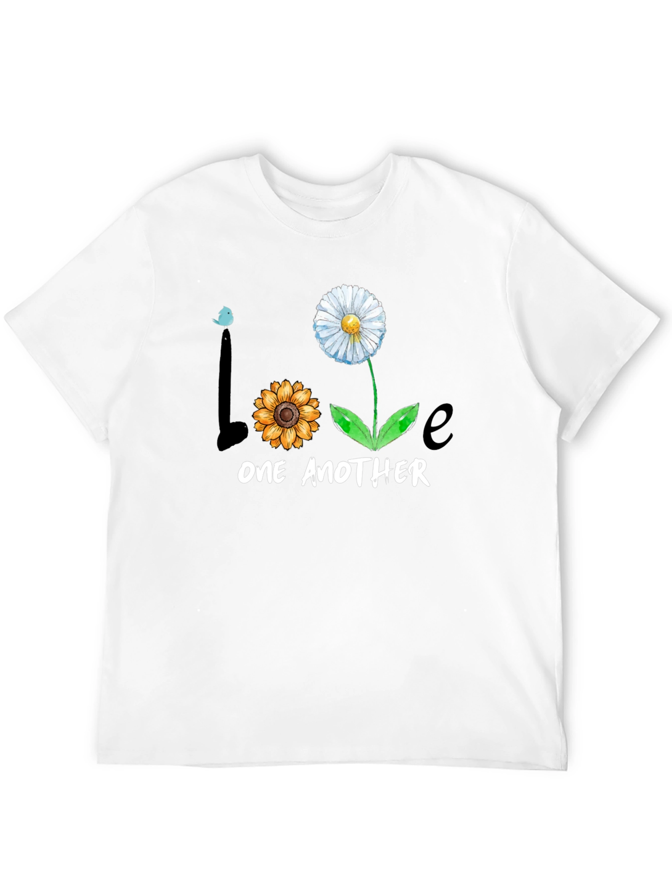 Love One Another Floral Graphic Tee - Black