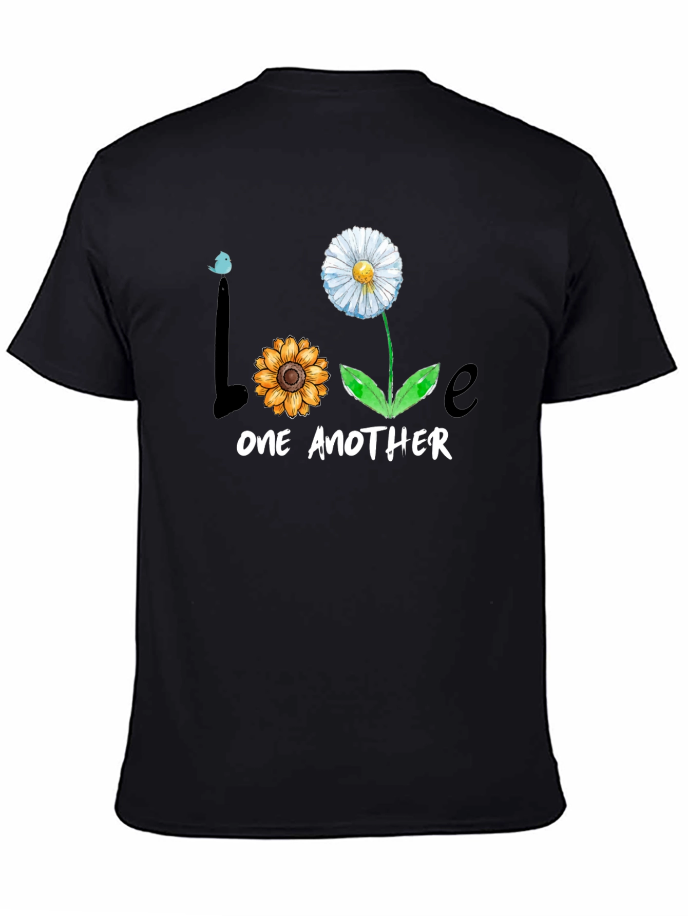 Love One Another Floral Graphic Tee - Black
