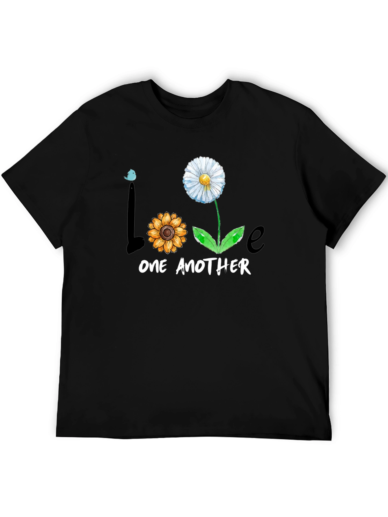 Love One Another Floral Graphic Tee - Black
