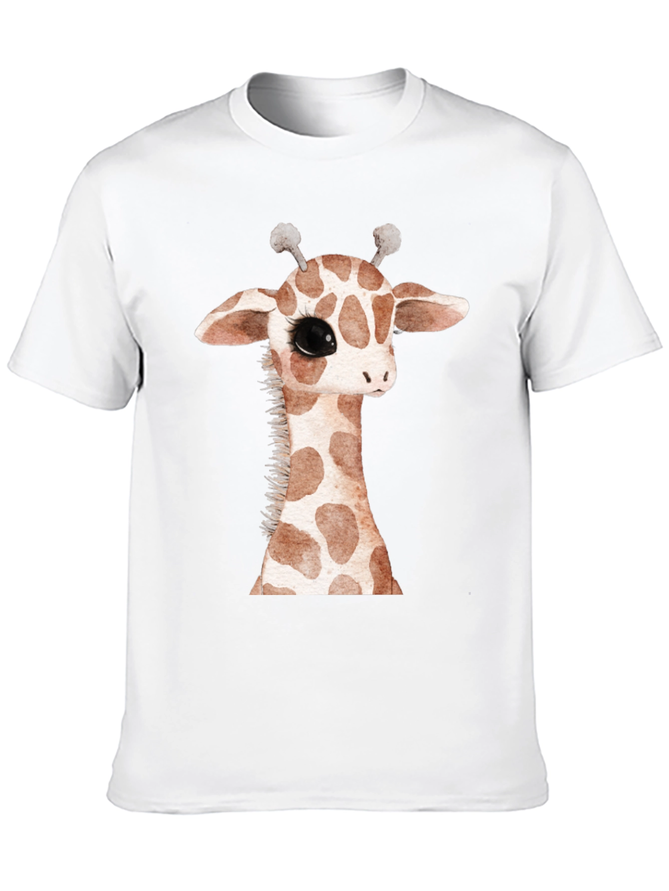 Cute Giraffe Graphic Print Black T-Shirt