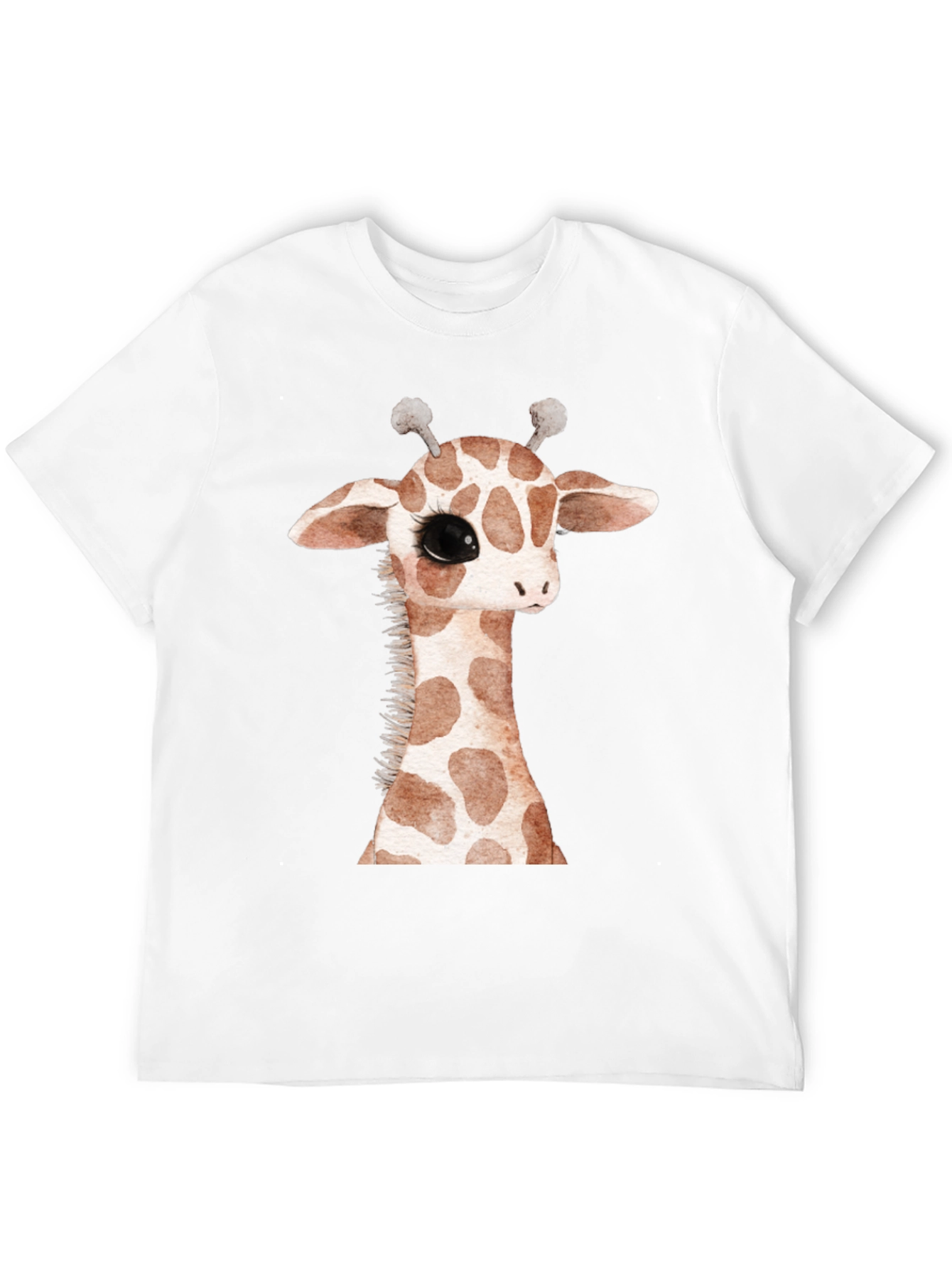 Cute Giraffe Graphic Print Black T-Shirt