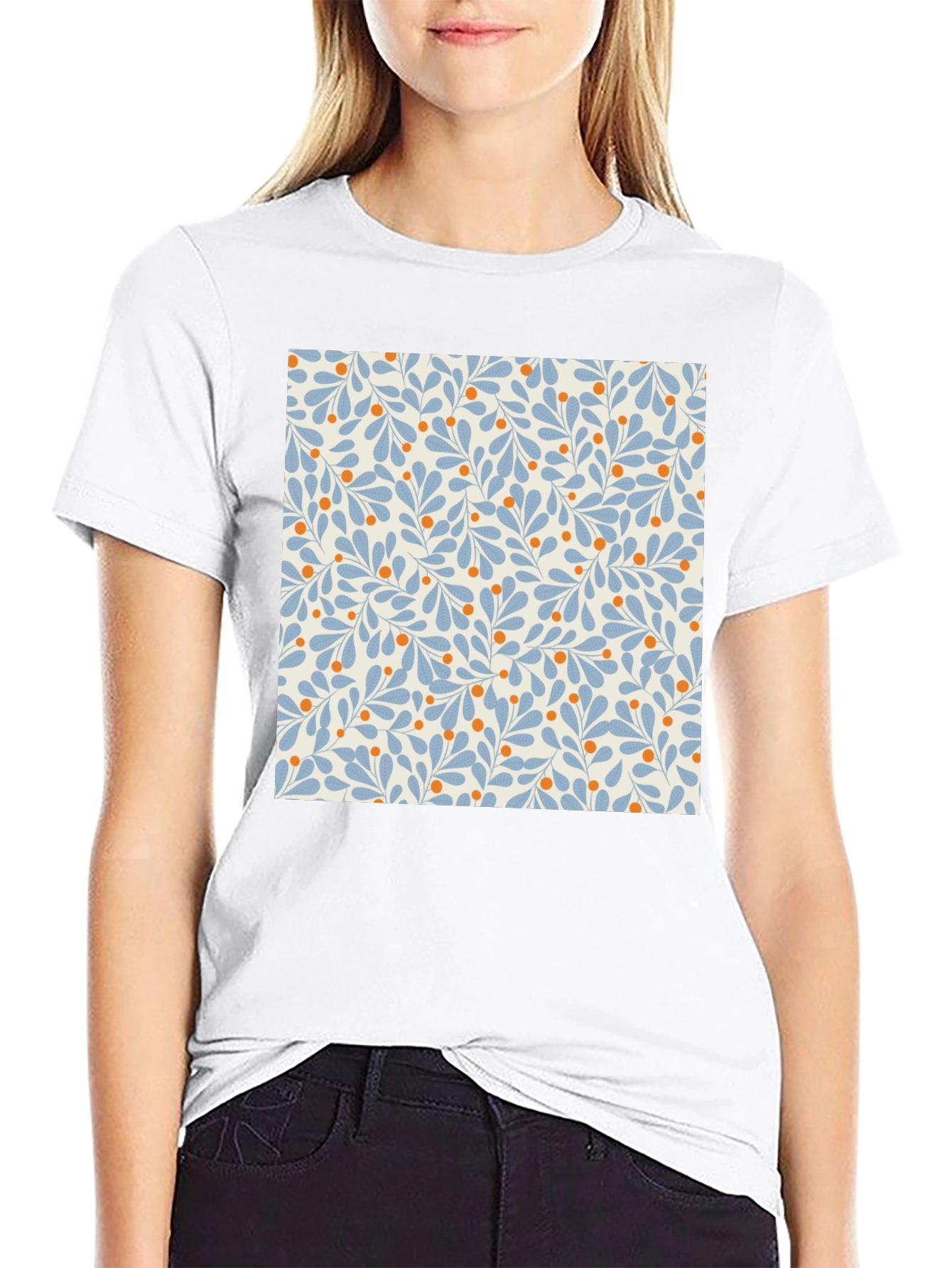 Floral Pattern T-Shirt - Black