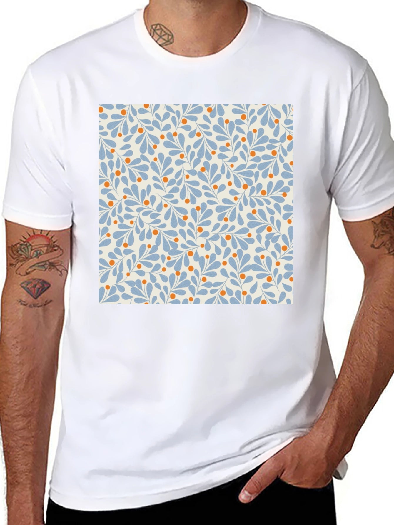 Floral Pattern T-Shirt - Black