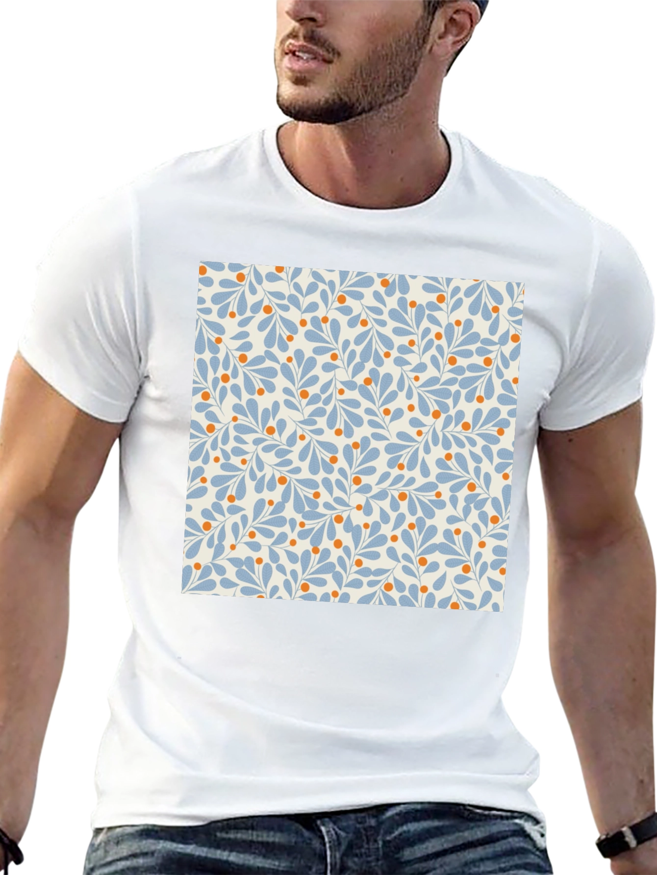 Floral Pattern T-Shirt - Black