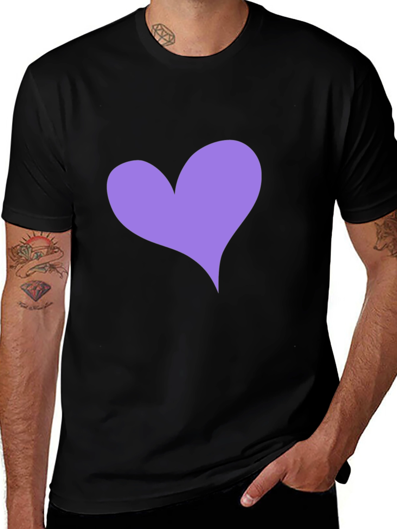 Heart Tee - Black Crew Neck Casual Top