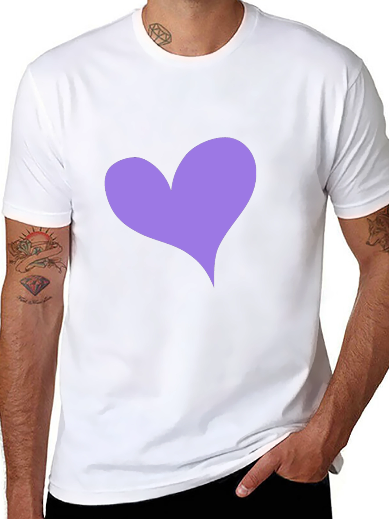 Heart Tee - Black Crew Neck Casual Top
