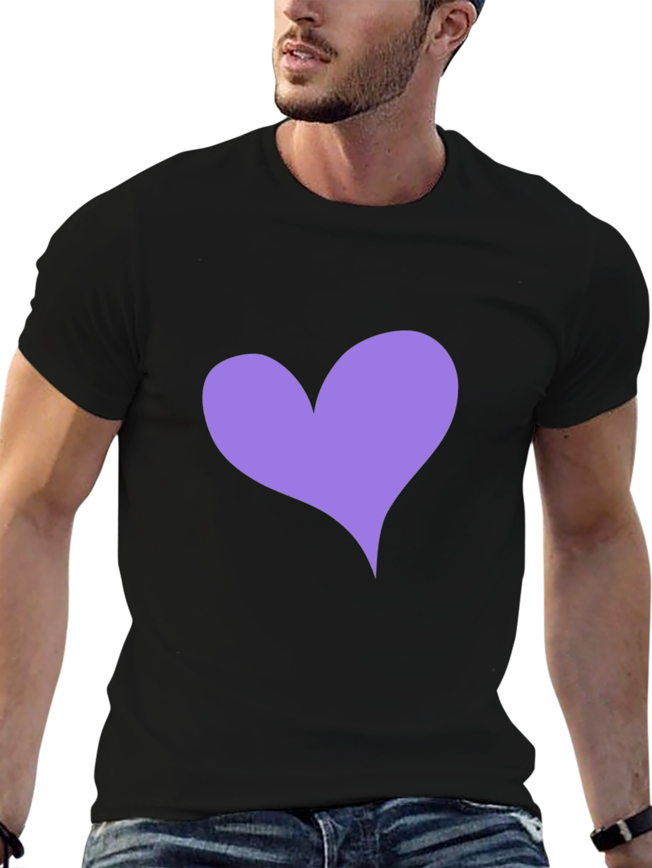 Heart Tee - Black Crew Neck Casual Top