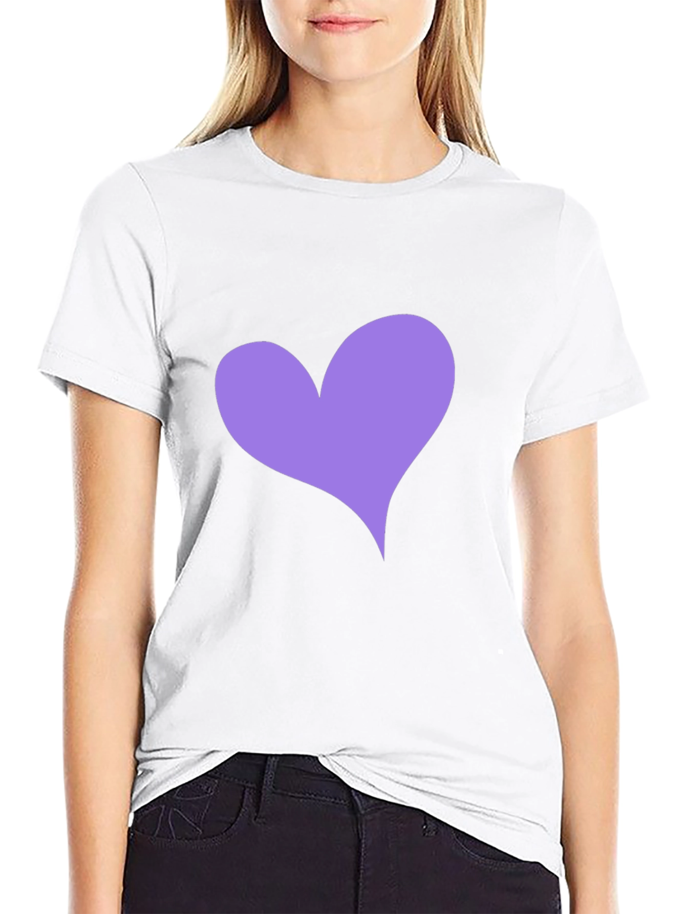 Heart Tee - Black Crew Neck Casual Top