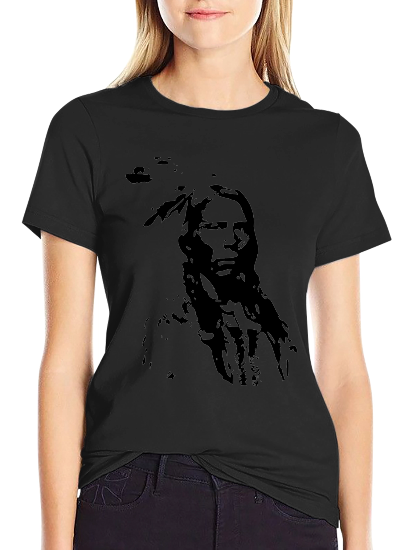 Native American Silhouette Black T-Shirt