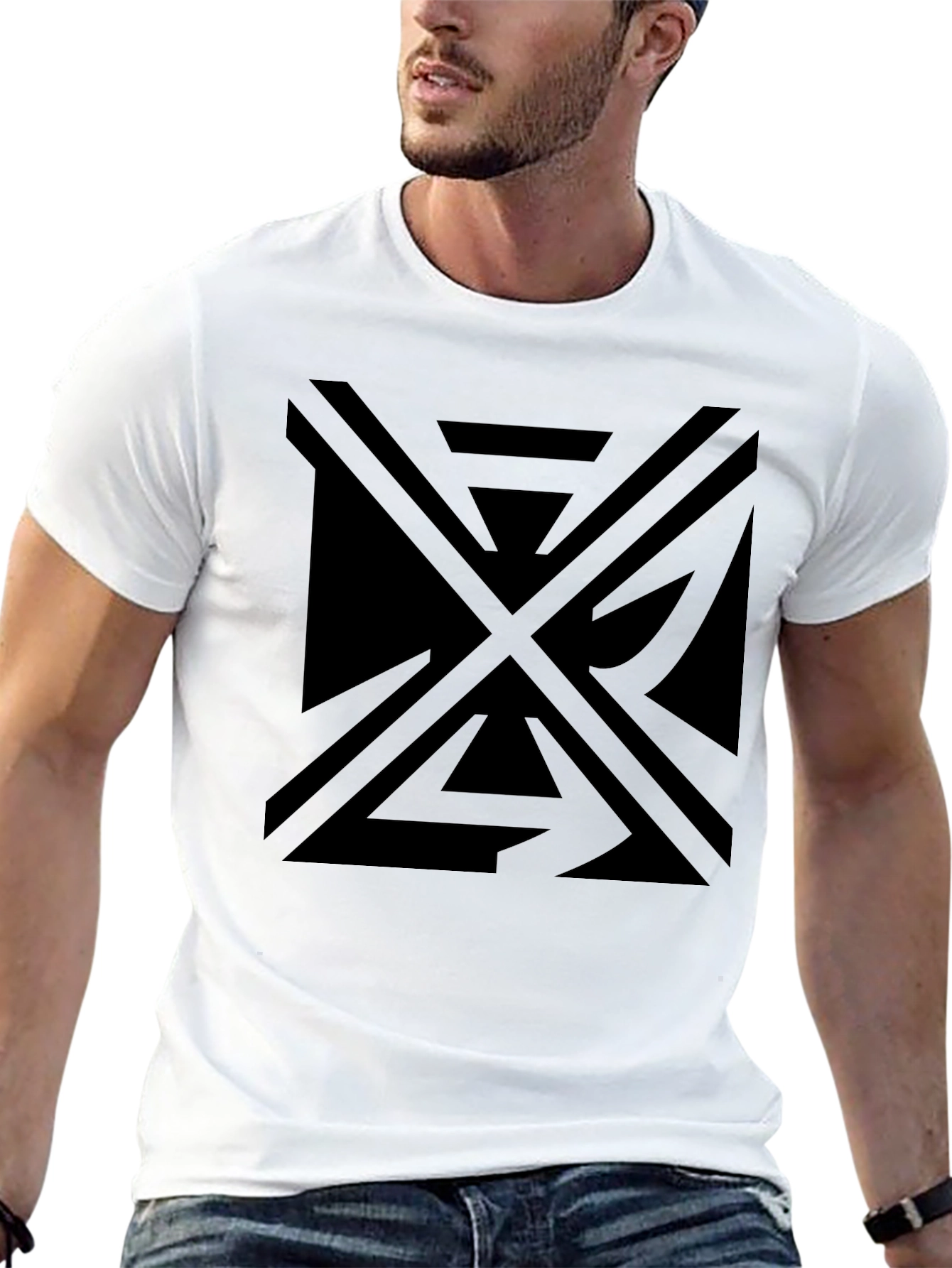 Geometric Black Print T-Shirt - Modern Style