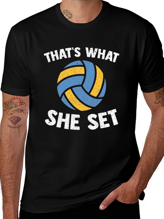 Volleyball Thats What She Set Black T-Shirt